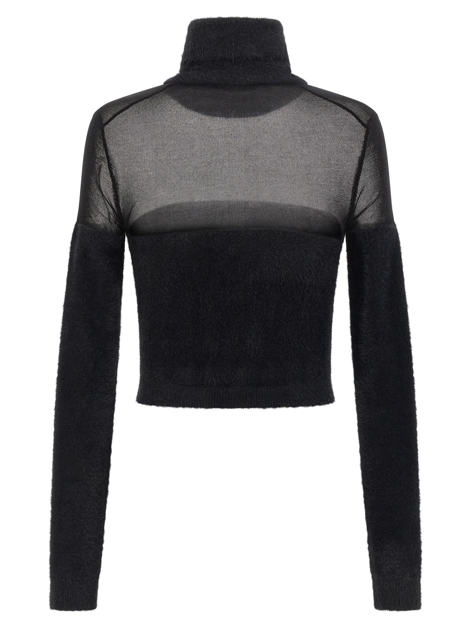 Elisabetta Franchi Brushed Insert Turtleneck Sweater Sweaters And Cardigans Black In Black