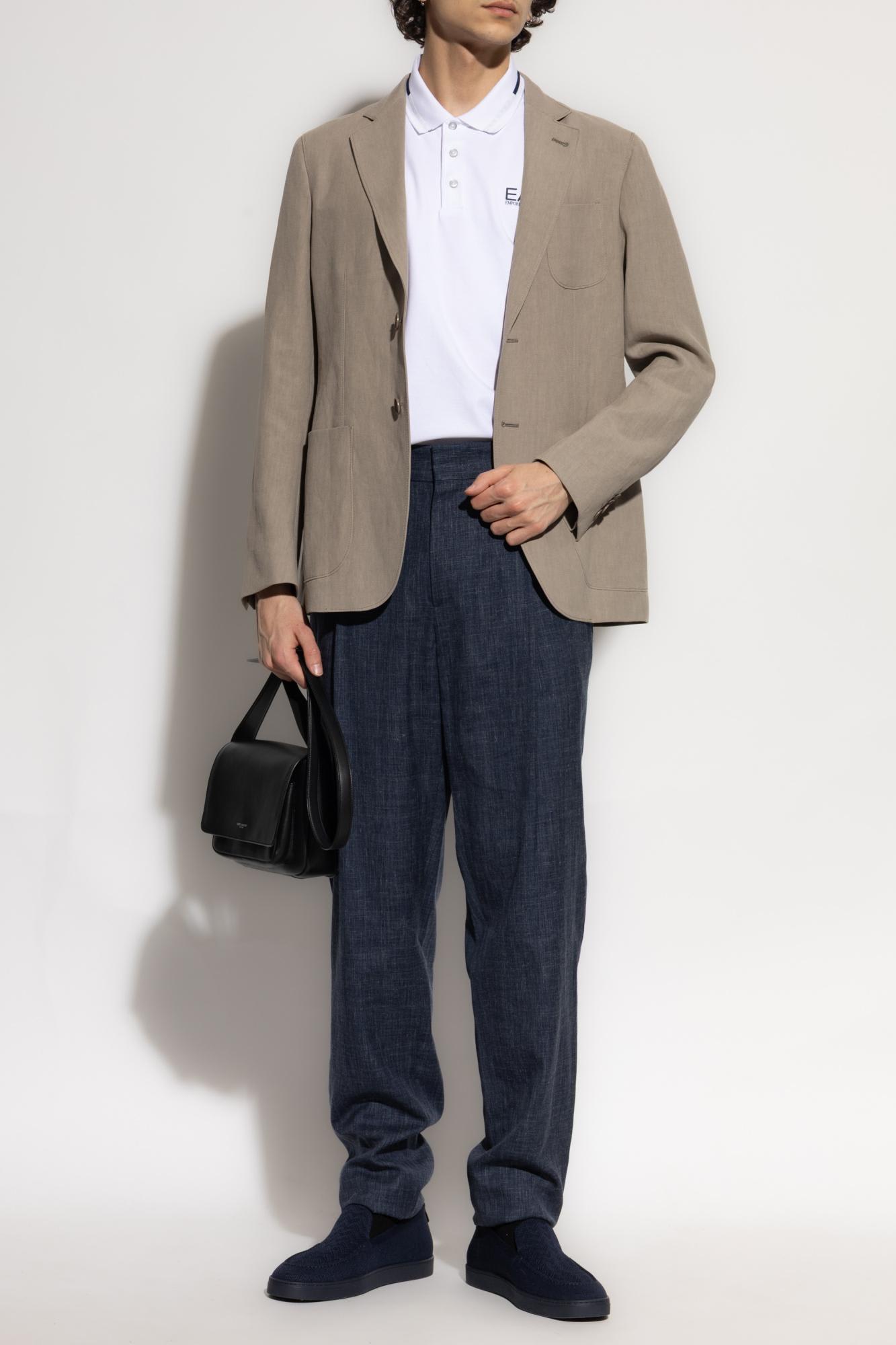 Giorgio Armani Jacket With Pockets In Roasted Cashwool