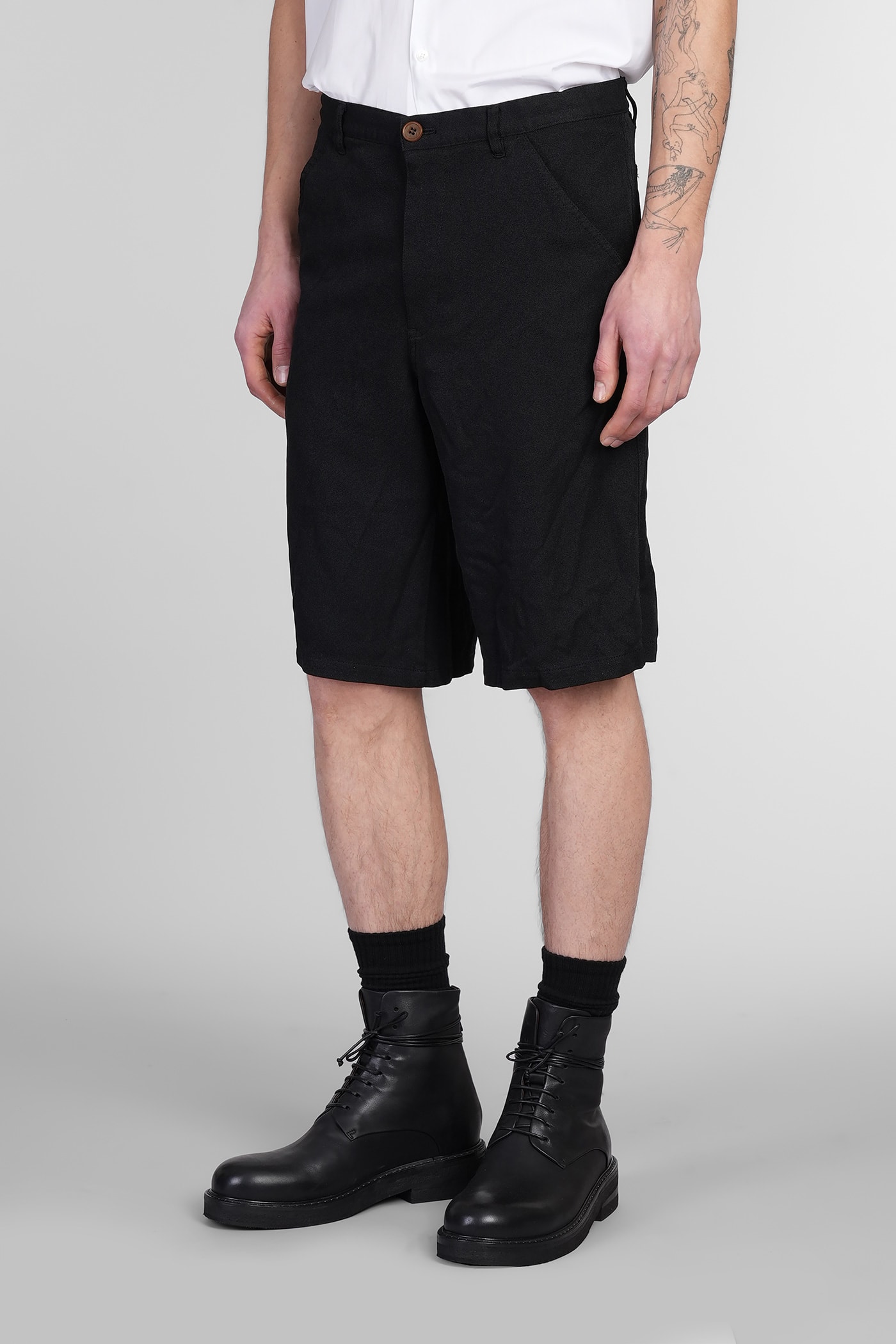 Comme Des Garçons Shirt Mens Comme Des Garcons Shirt Mid-rise Slip-pocket Cotton Shorts In Black