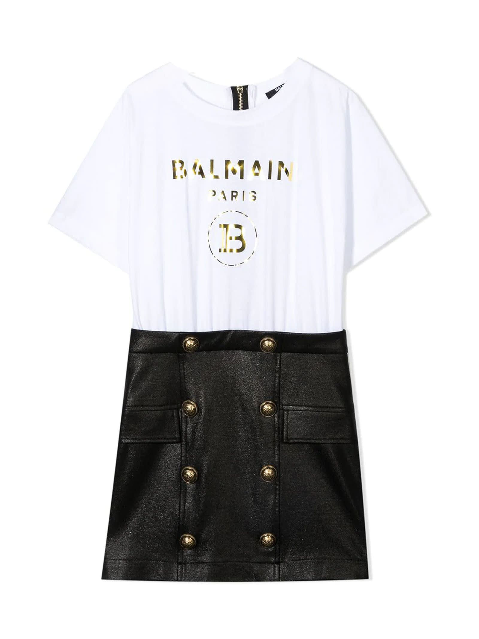 Balmain T-shirt Skirt Panelled Dress