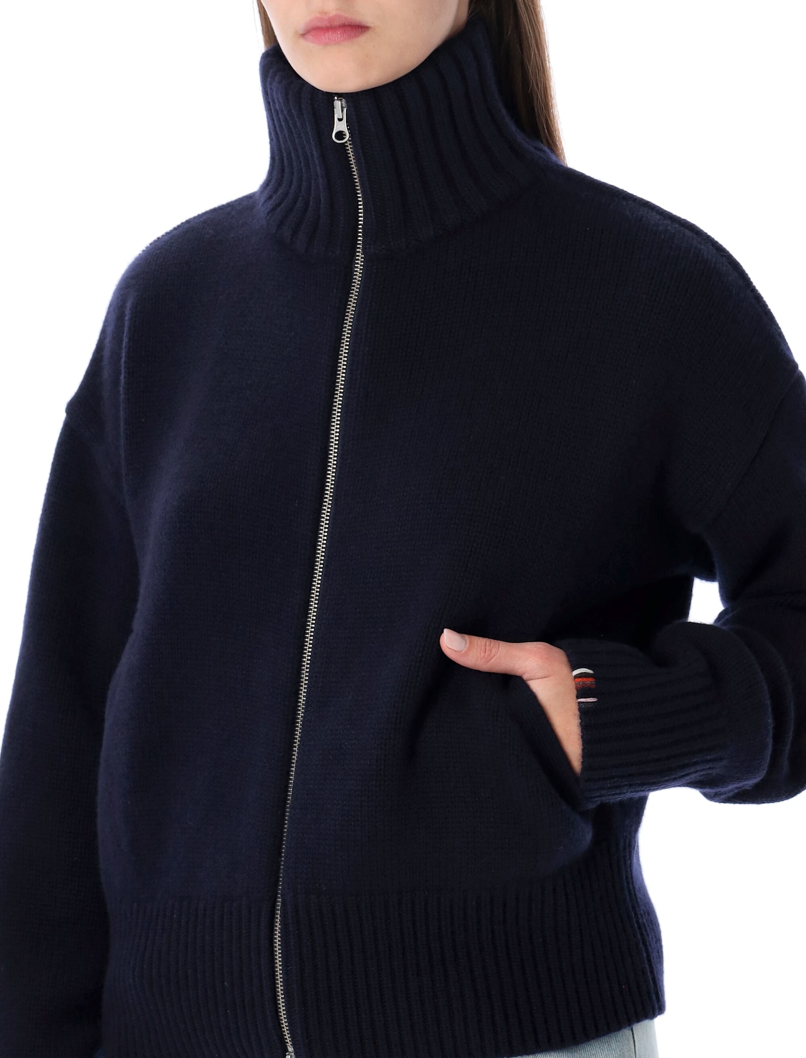 Extreme Cashmere N°438 Xtra Fab Cashmere Zip-up Cardigan In Blue
