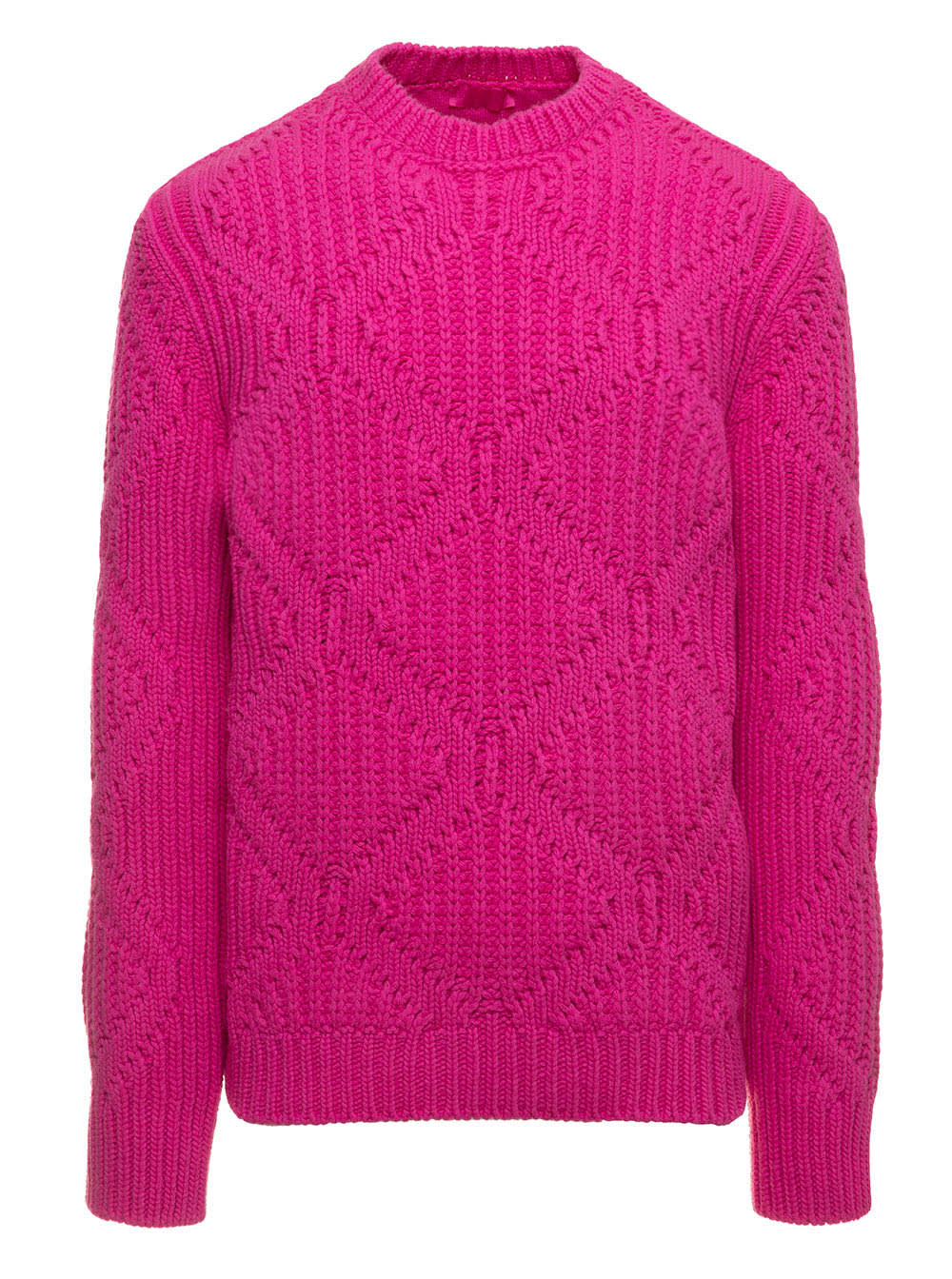 Valentino Fuchsia Argyle-knit Jumper In Wool Man Valentino