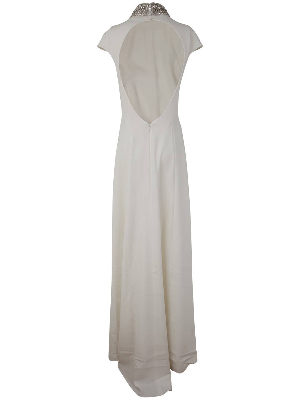 Shop Max Mara Perim Long Dress With Crystal Neck In Optical White
