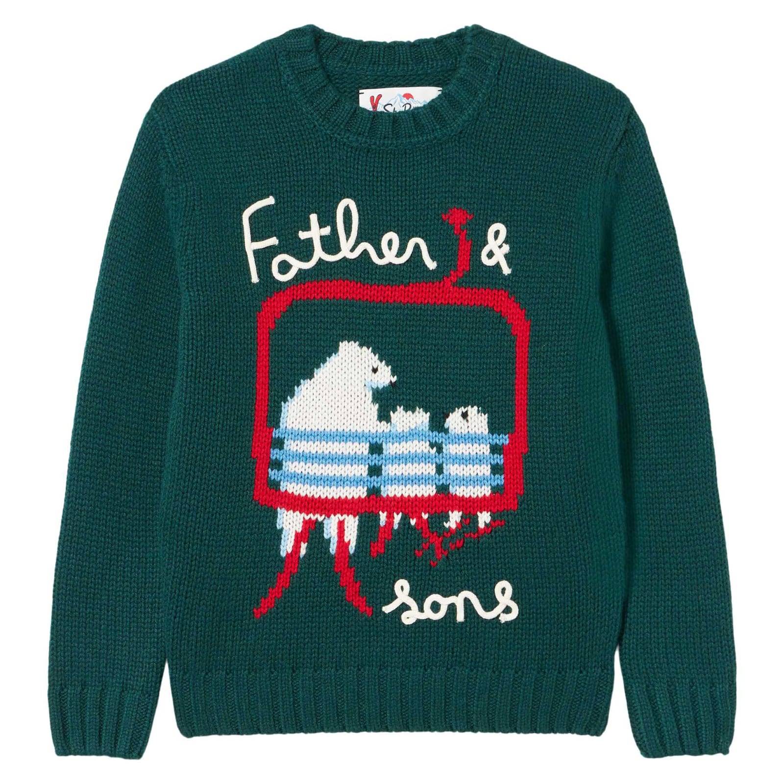 Mc2 Saint Barth Kids' Boy Green Crewneck Sweater With Print