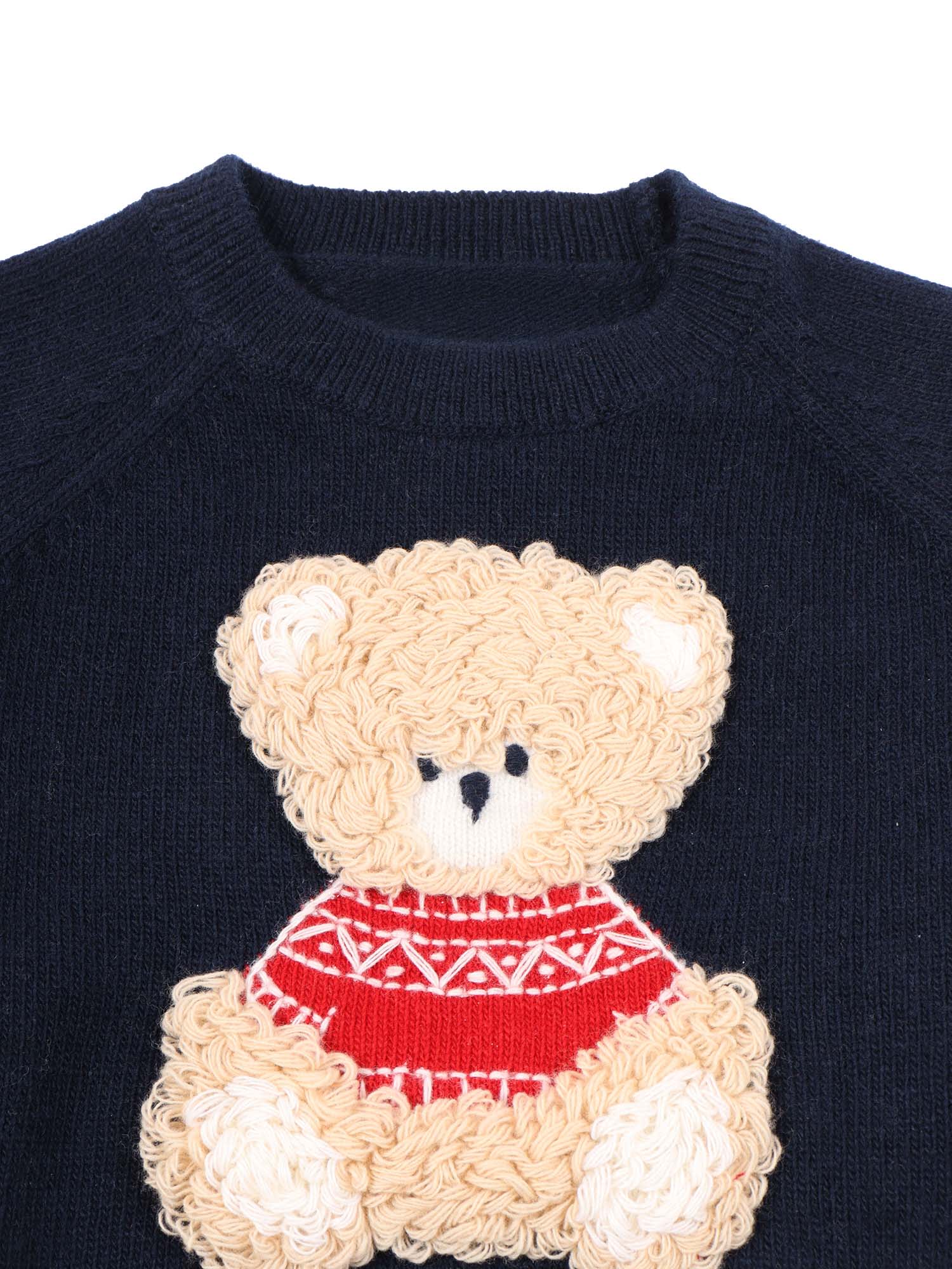 Il Gufo Patch-appliqué Virgin Wool Sweater In Blue