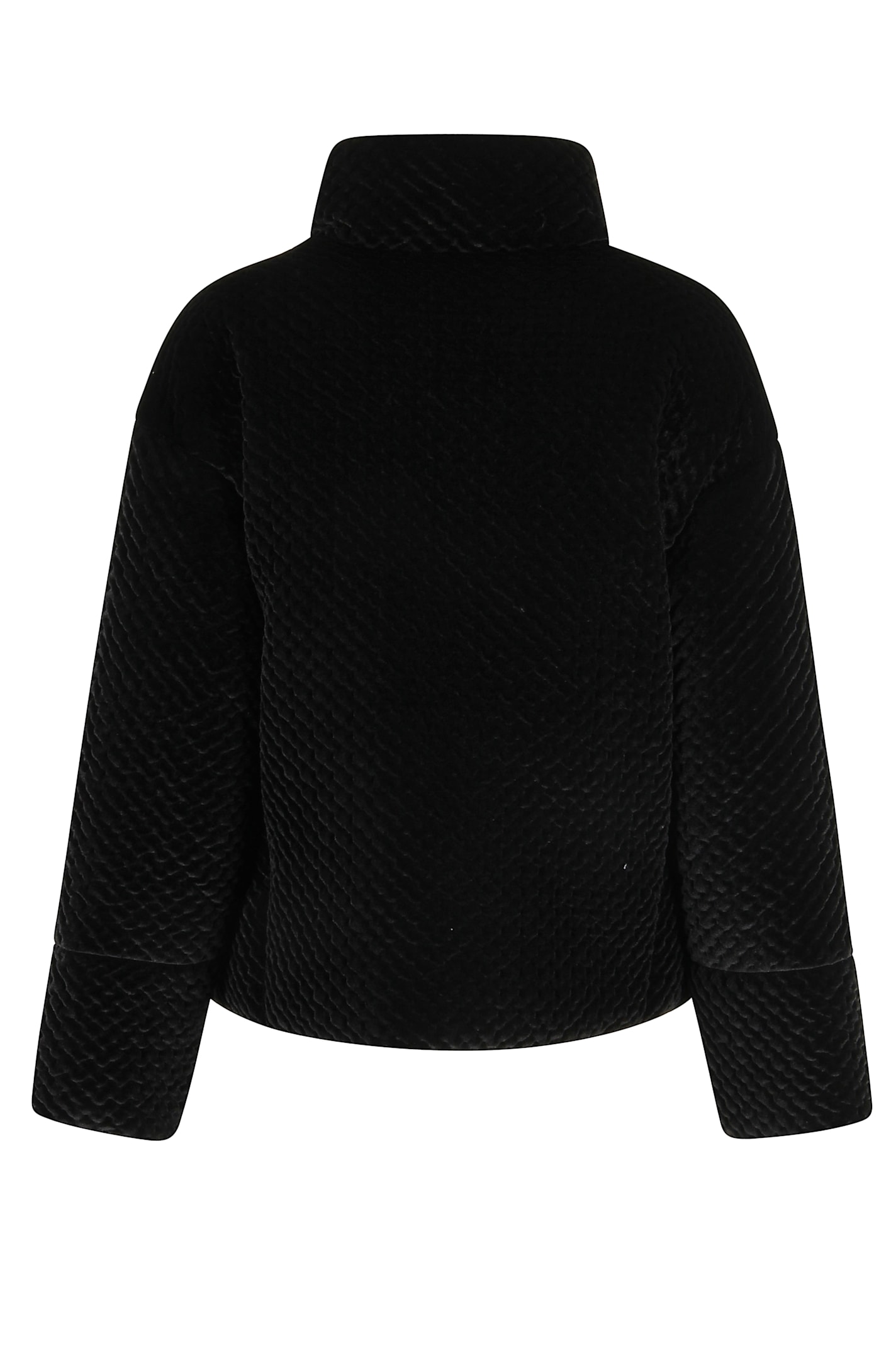 Emporio Armani Cropped Velvet Blouson Jacket In Black