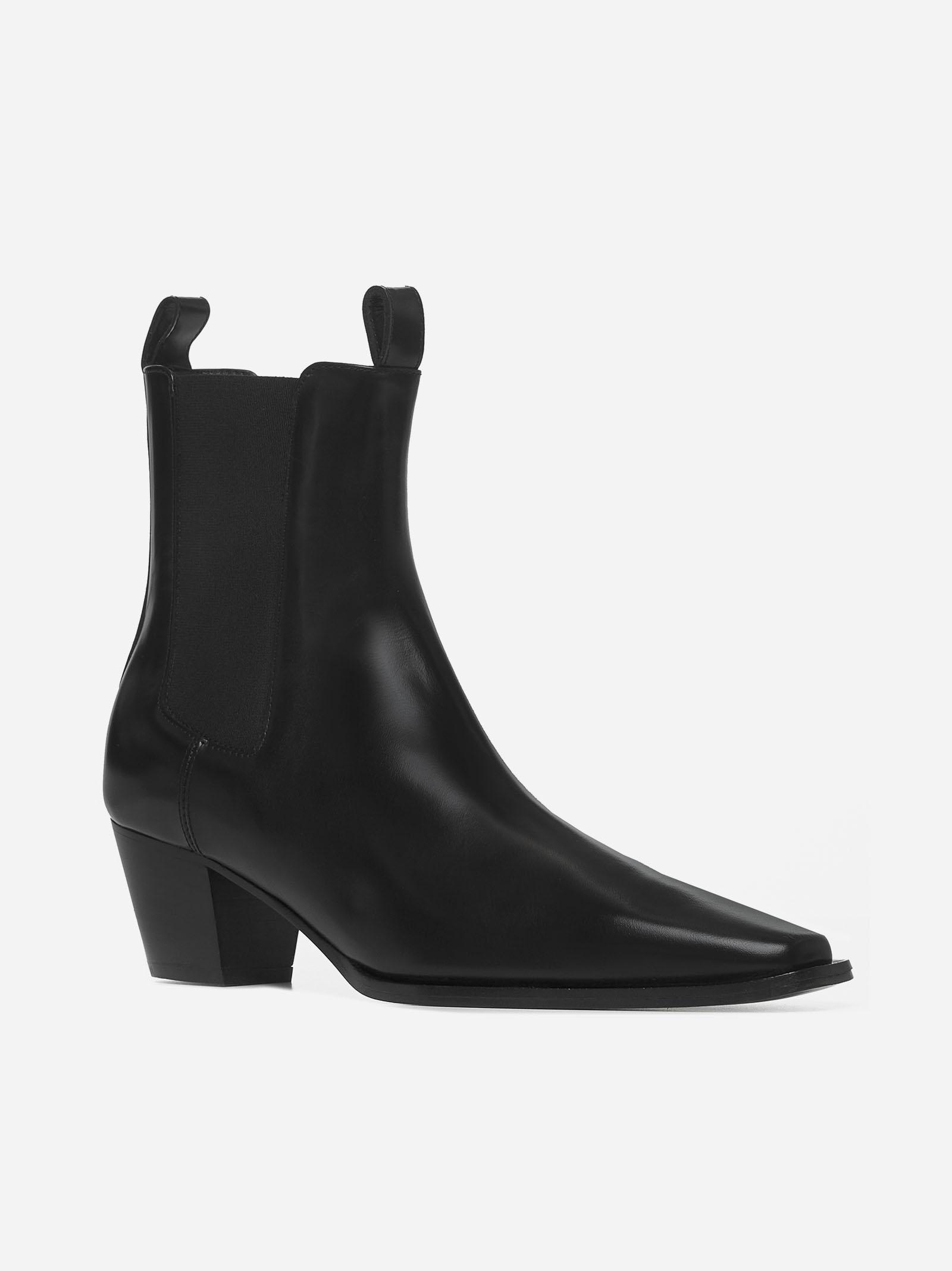 Shop Totême The City Leather Chelsea Boots In Black