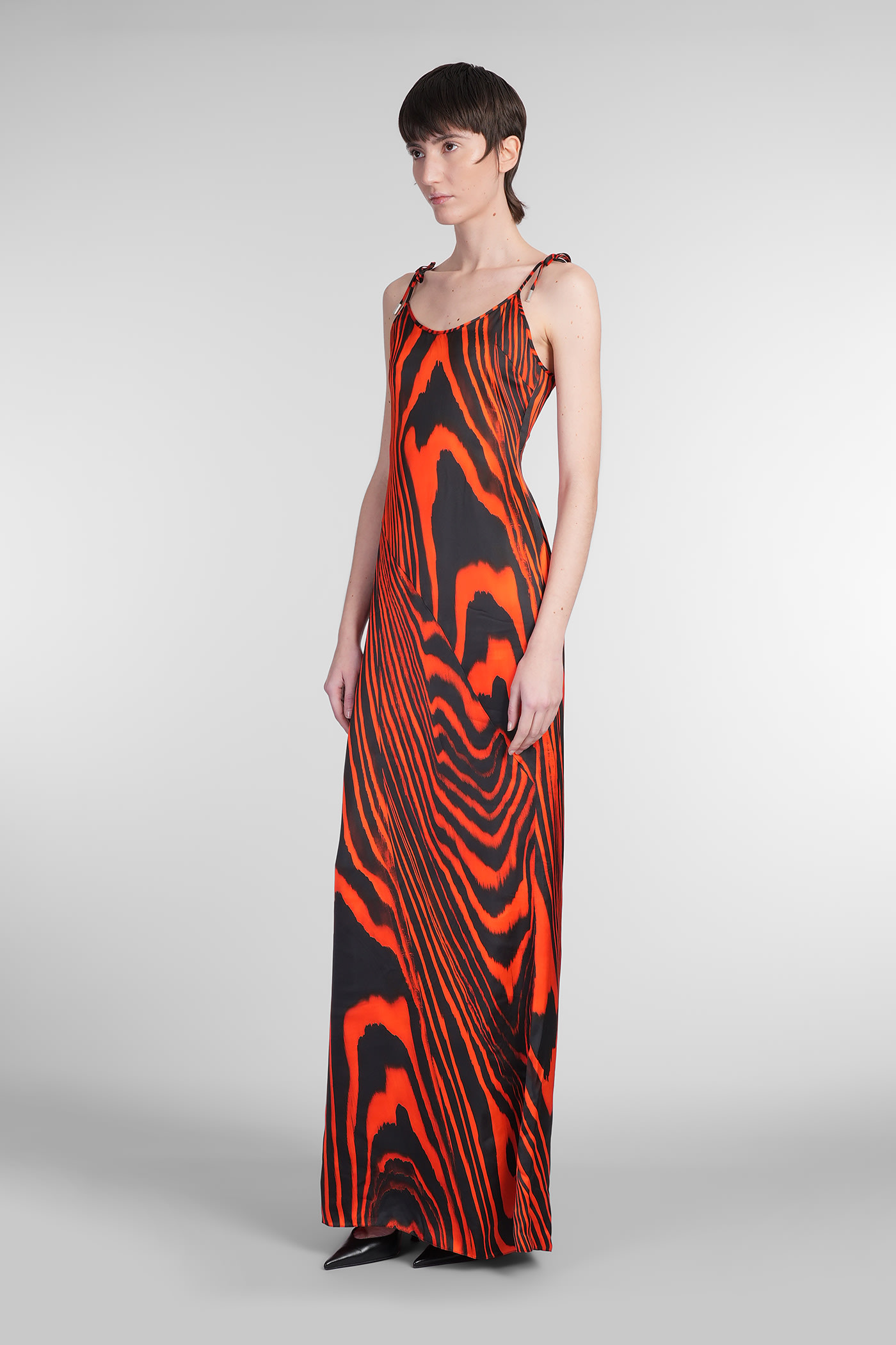 David Koma Printed Mesh Maxi Skirt Red And Black In Multi