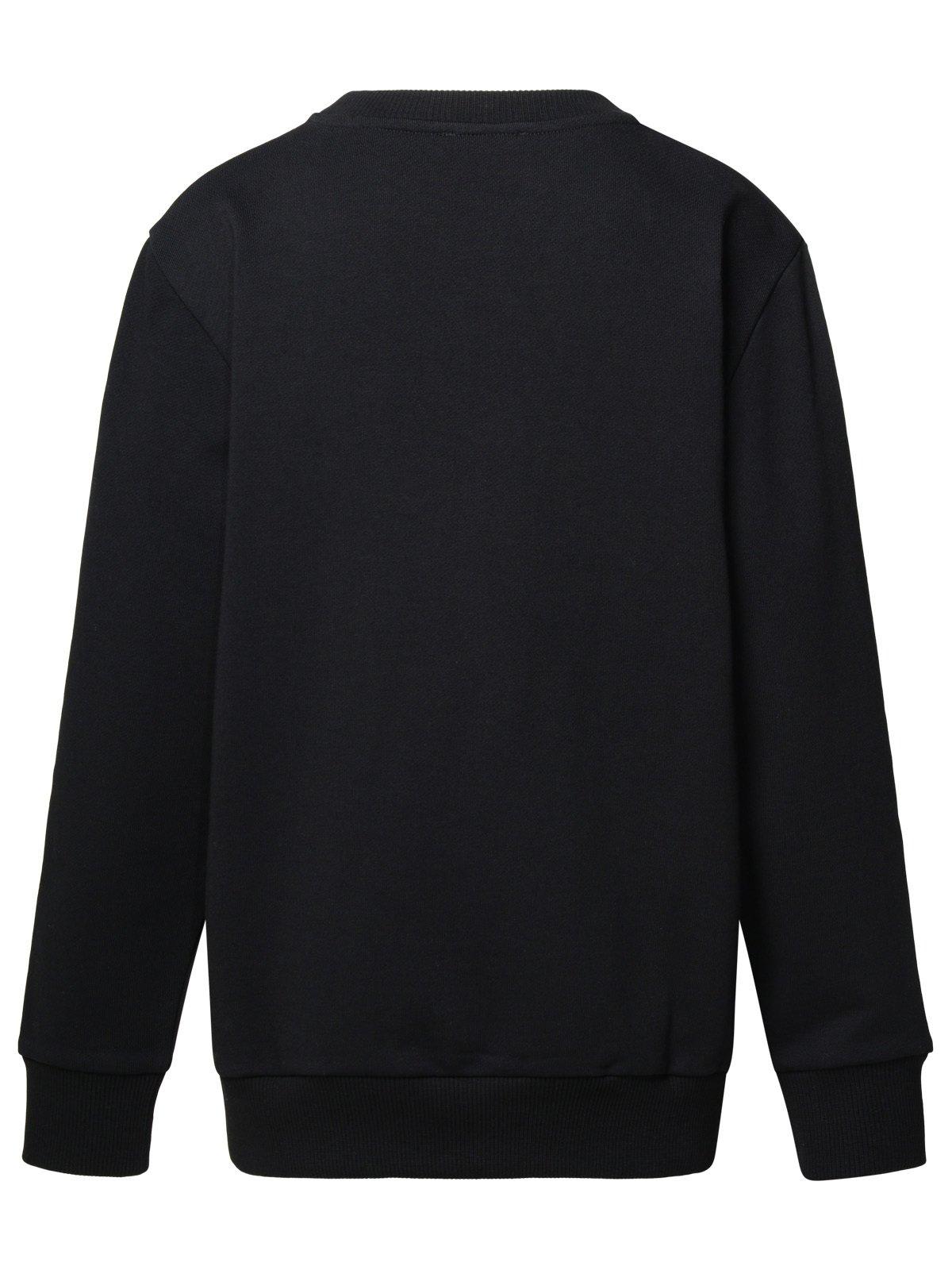 Shop Balmain Logo Embellished Crewneck Sweatshirt In Black/silver