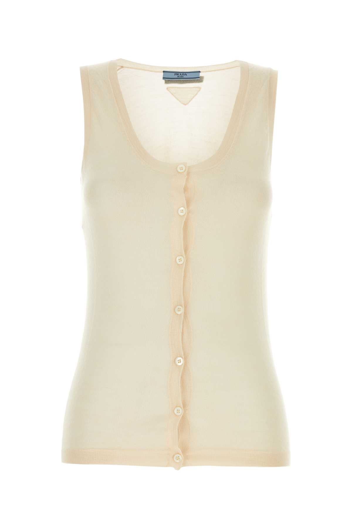 Shop Prada Skin Pink Cashmere Blend Vest In Naturale