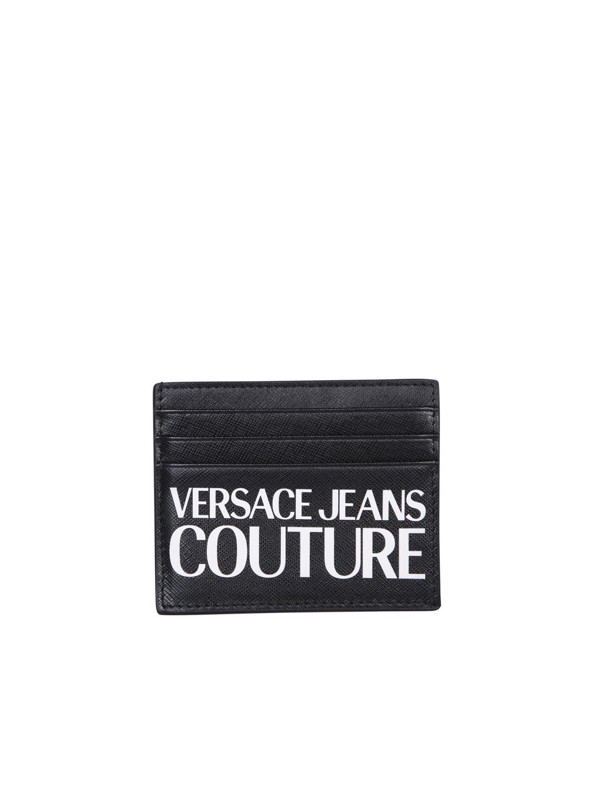 Shop Versace Jeans Couture Logo Printed Cardholder In Black