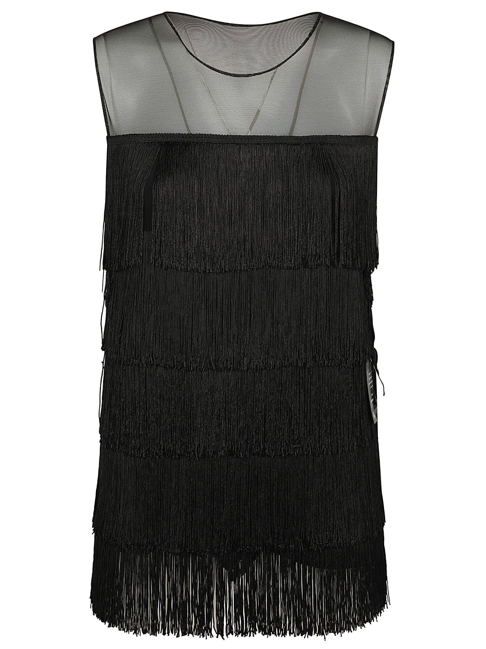 Norma Kamali Fringe-panel Sleeveless Mini Dress With Subtle
