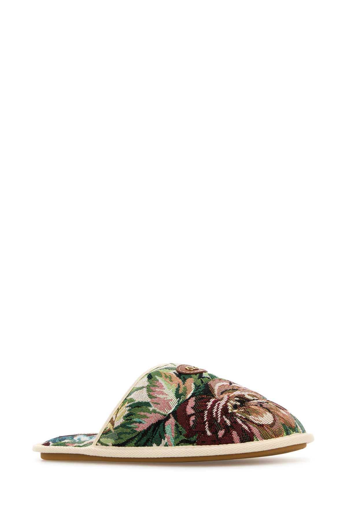 Valentino Printed Fabric Ta Chambre Slippers In Multicolorivoryivory