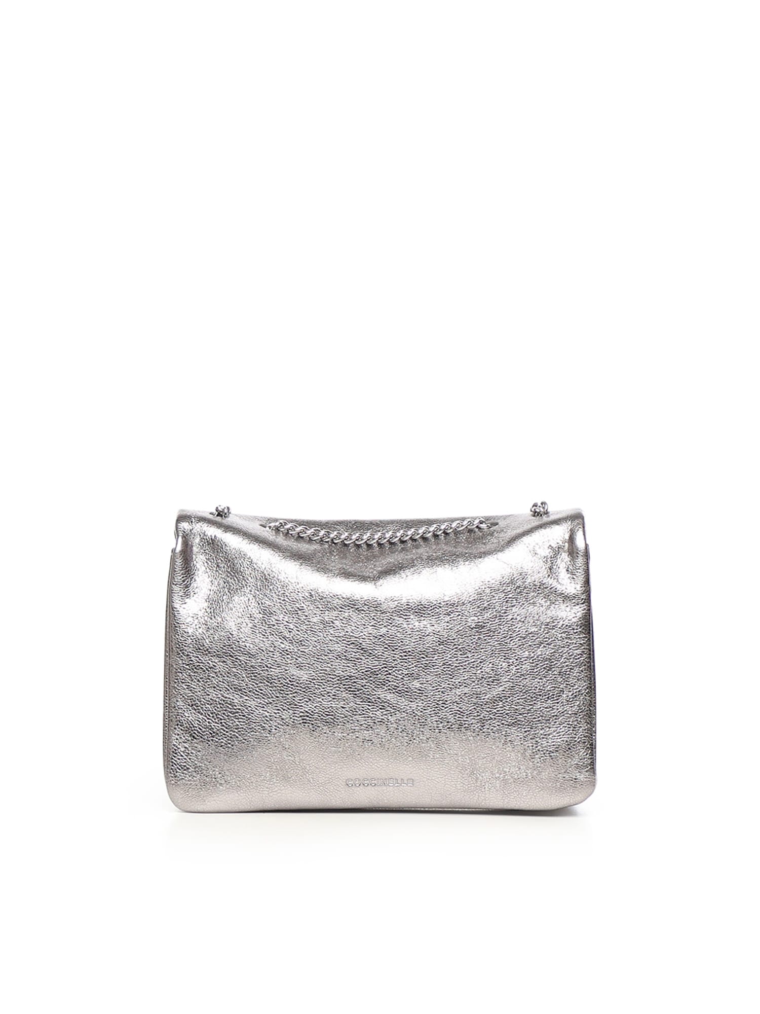 Coccinelle Smooth Leather Mini Bag In Silver