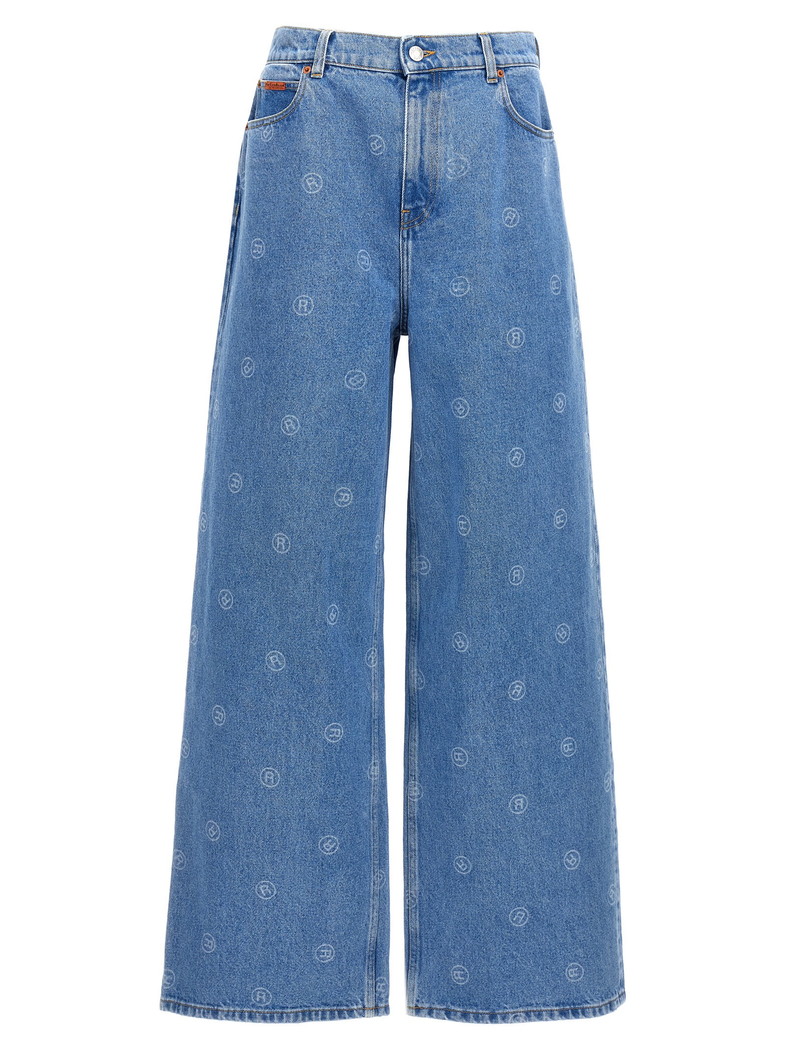 Shop Martine Rose All-over Logo Jeans In Light Blue