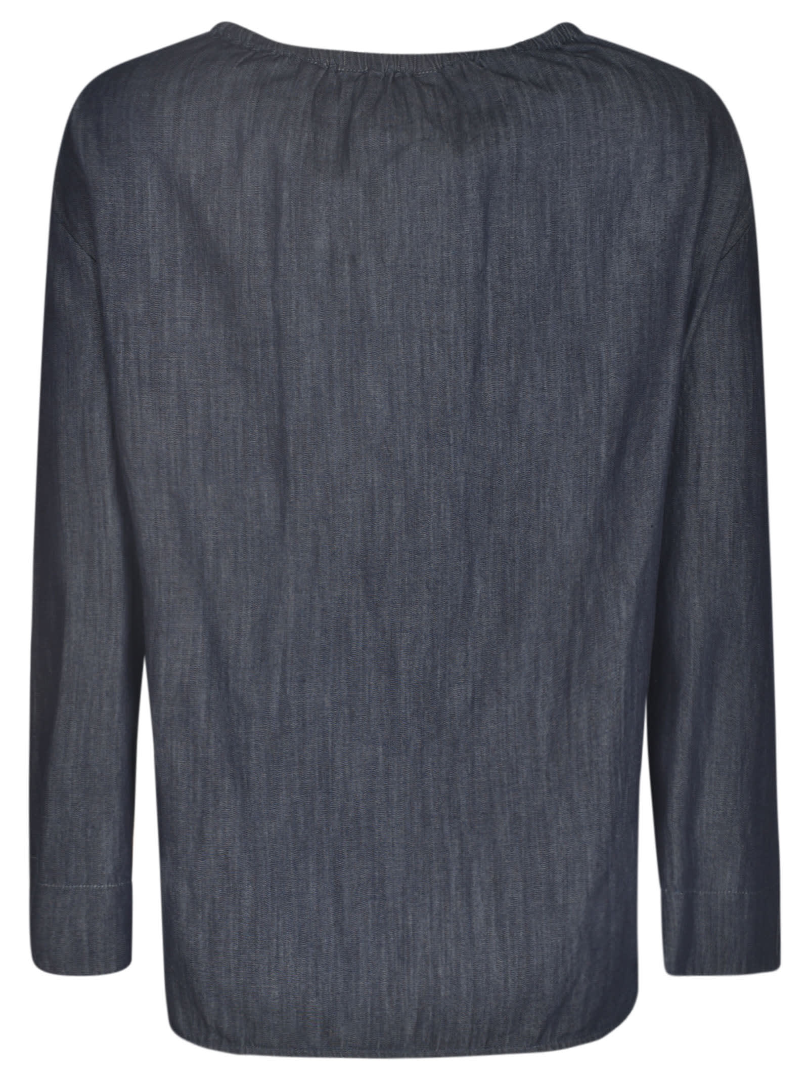 Max Mara Long-sleeved Chambray Top In Blue