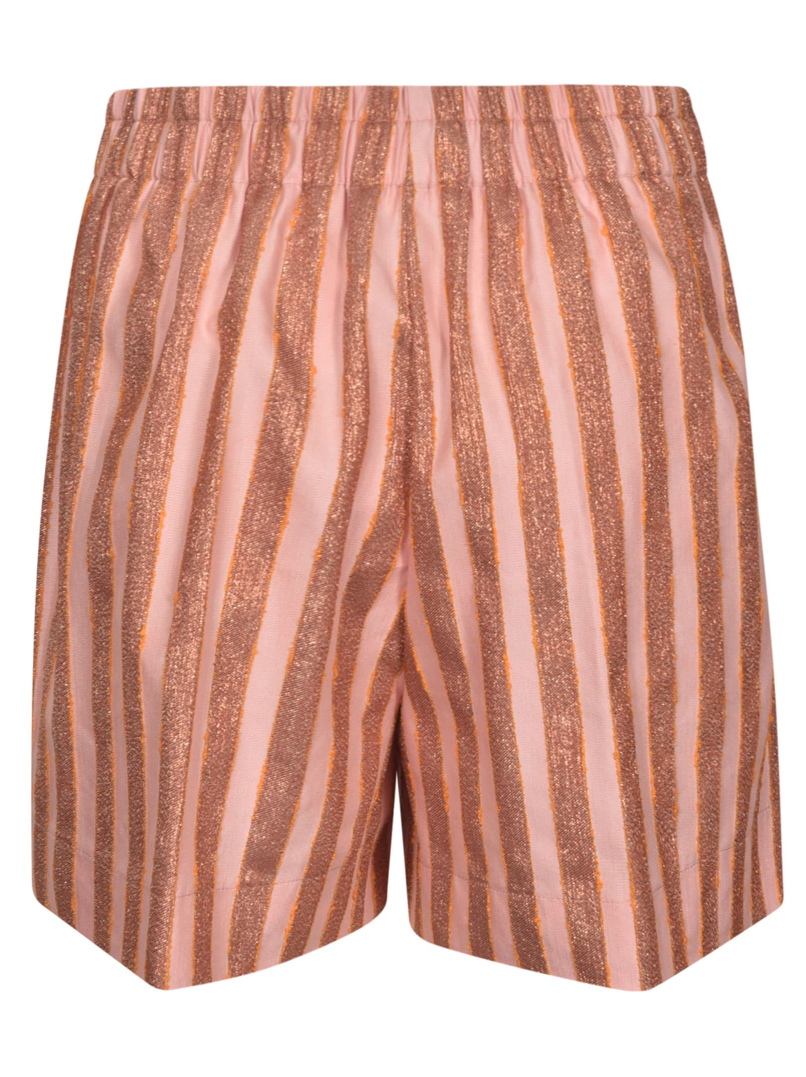 Shop Forte Forte Laced Striped Shorts In Rosa