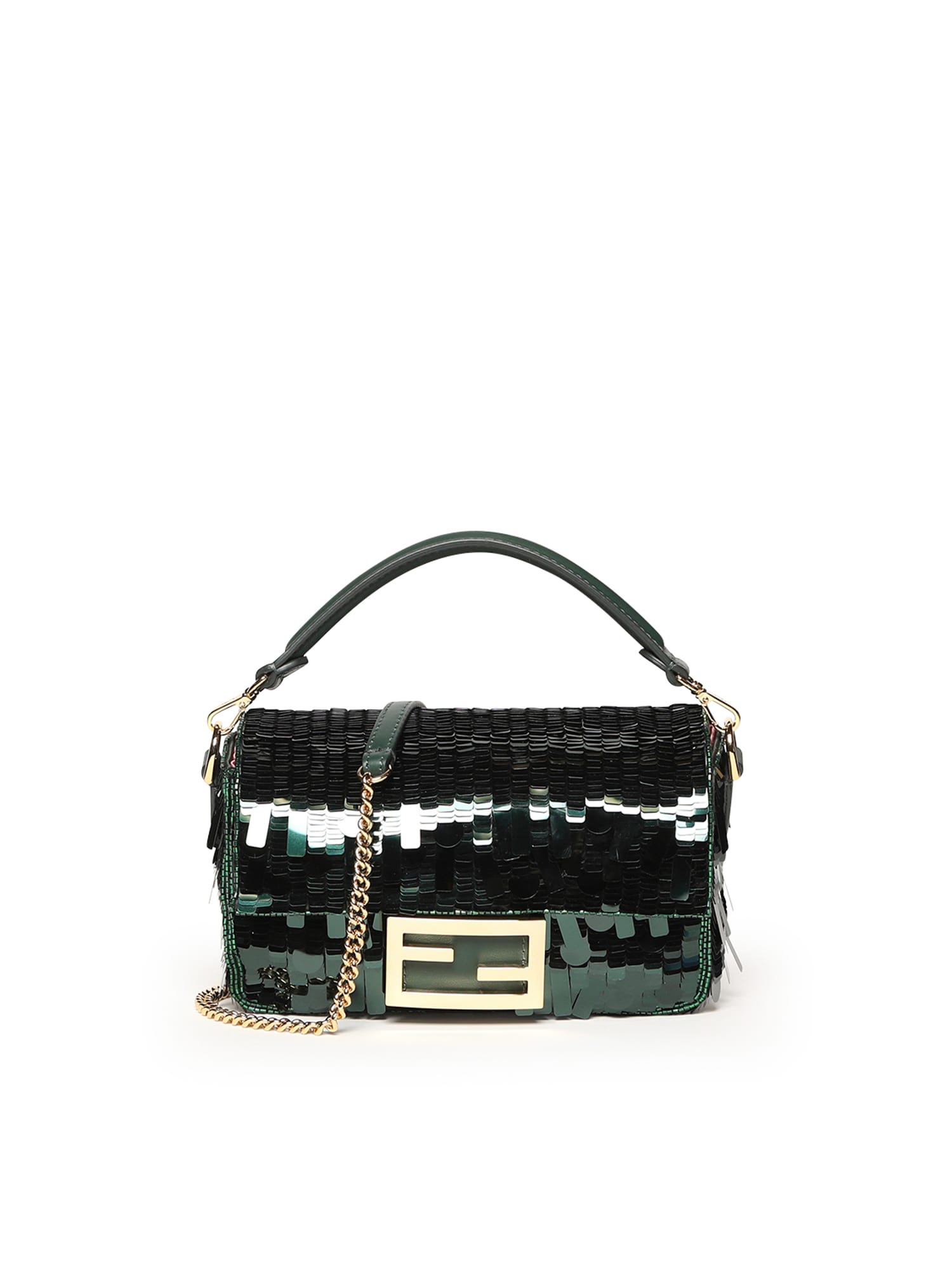 Fendi Baguette® Mini Bag With Sequins In Green