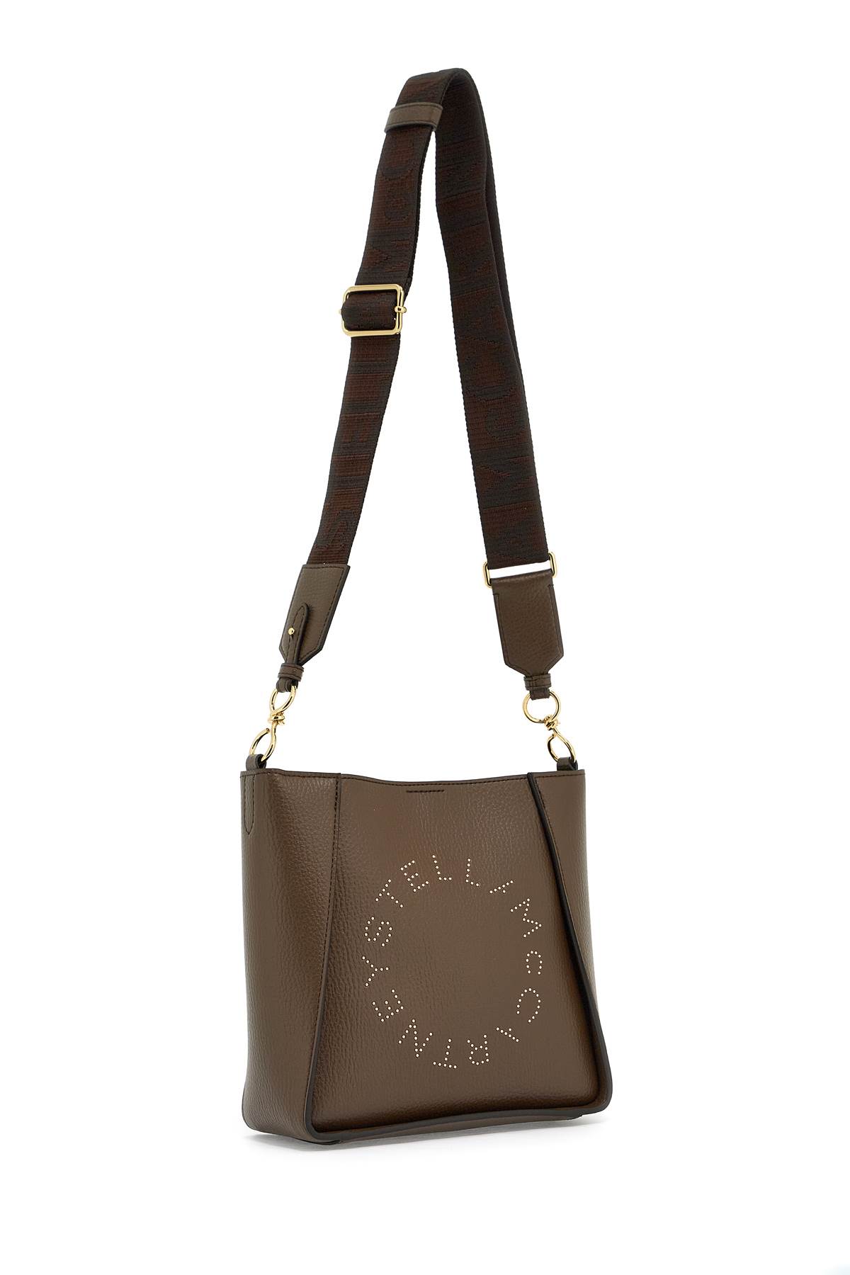 Shop Stella Mccartney Crossbody Bag With Perforated Stella Logo In Brown (brown)