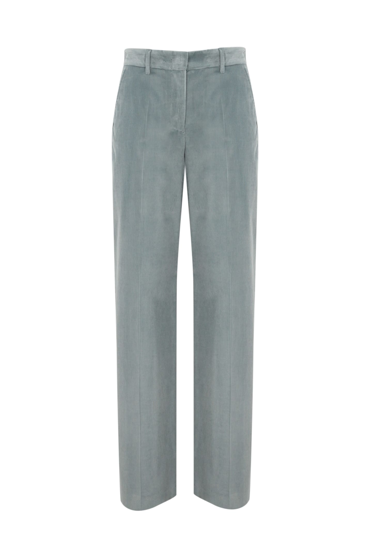 Shop Weekend Max Mara Tania Ribbed Velvet Trousers In Misty Mint