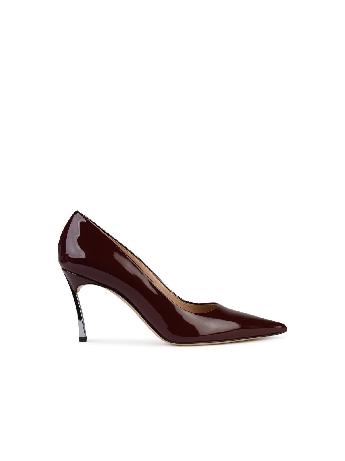 Shop Casadei Superblade Burgundy Shiny Leather Pumps In Bordeaux