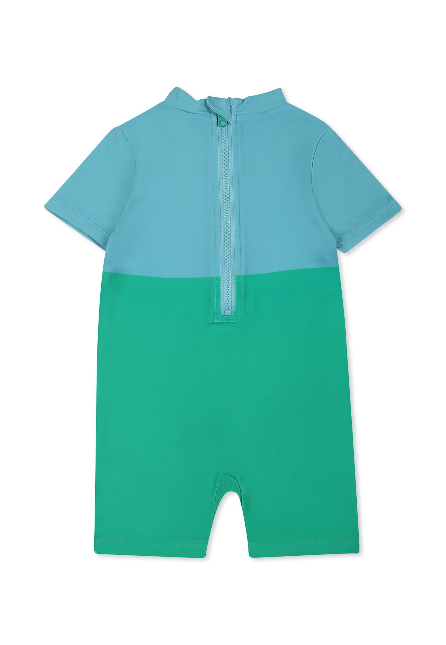 Shop Stella Mccartney Green Anti Uv Romper For Baby Boy With Frog