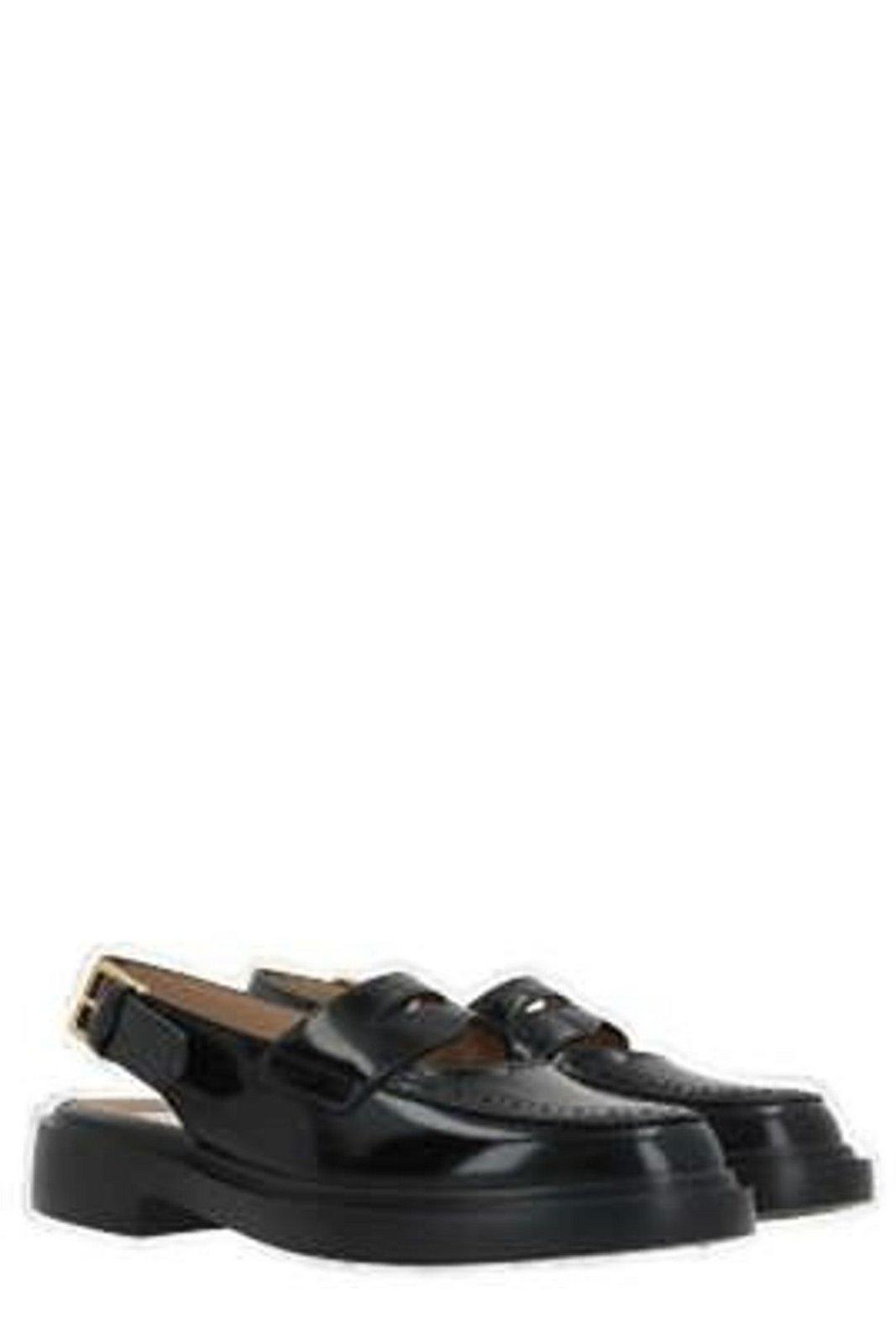 Shop Thom Browne Cut Out Detailed Slingback Penny Loafers In Black