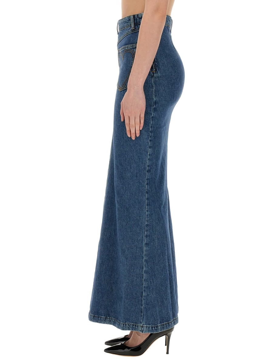 Shop M05ch1n0 Jeans Long Skirt In Blue