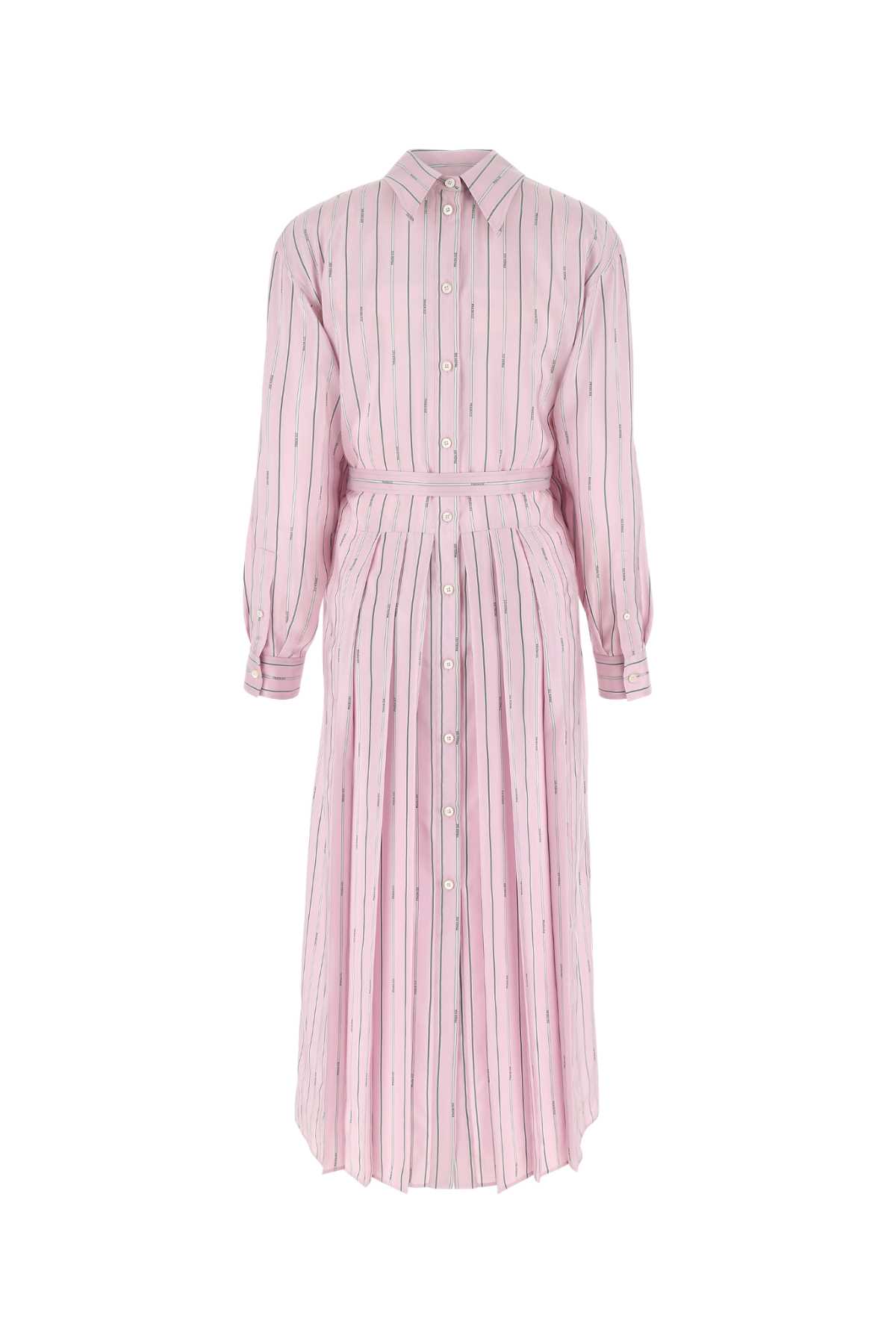 Shop Prada Embroidered Silk Shirt Dress In F0028