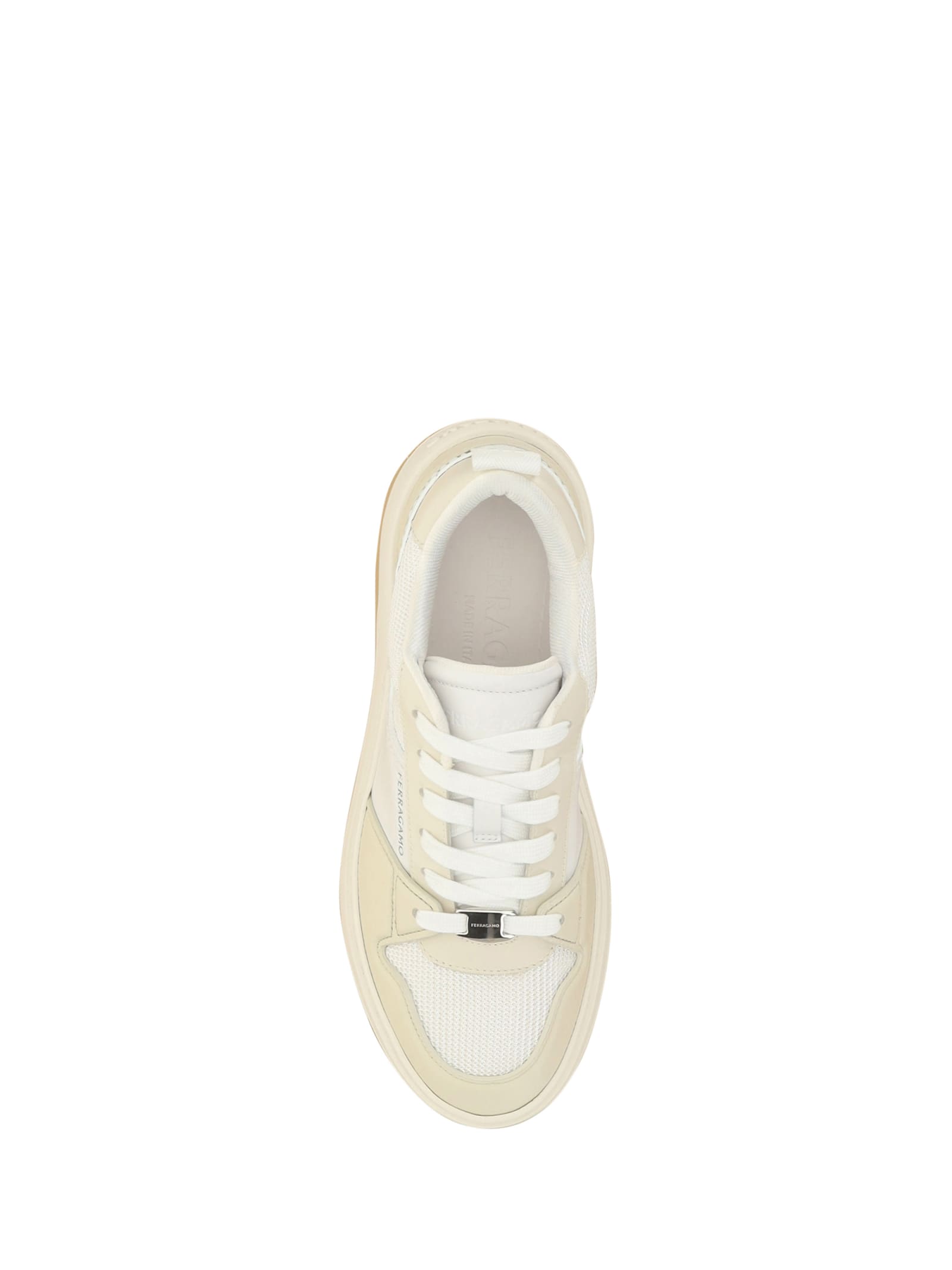 Shop Ferragamo Dennis Sneakers In White/neutrals