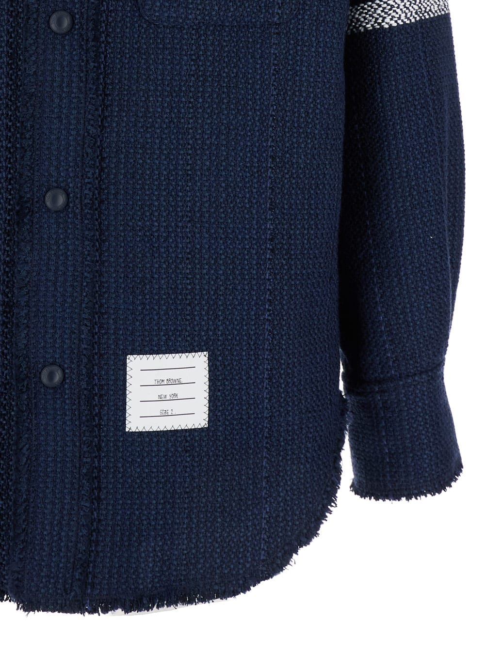 Thom Browne Navy Blue Shirt With Contrasting 4-bar Detail In Blu