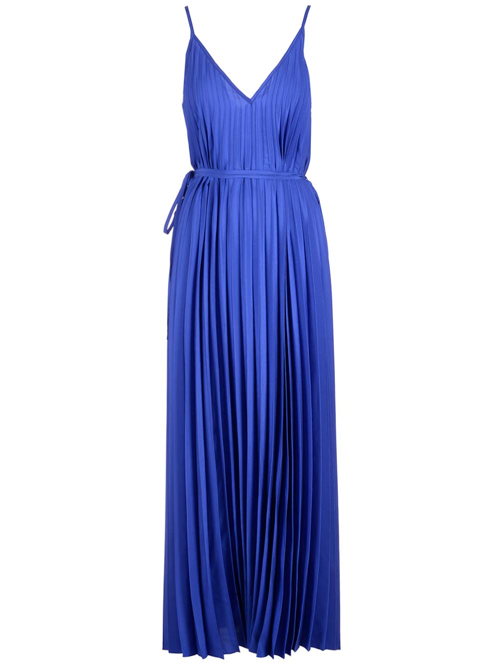 P.a.r.o.s.h V-neck Palmer Pleated Maxi Dress In Blue