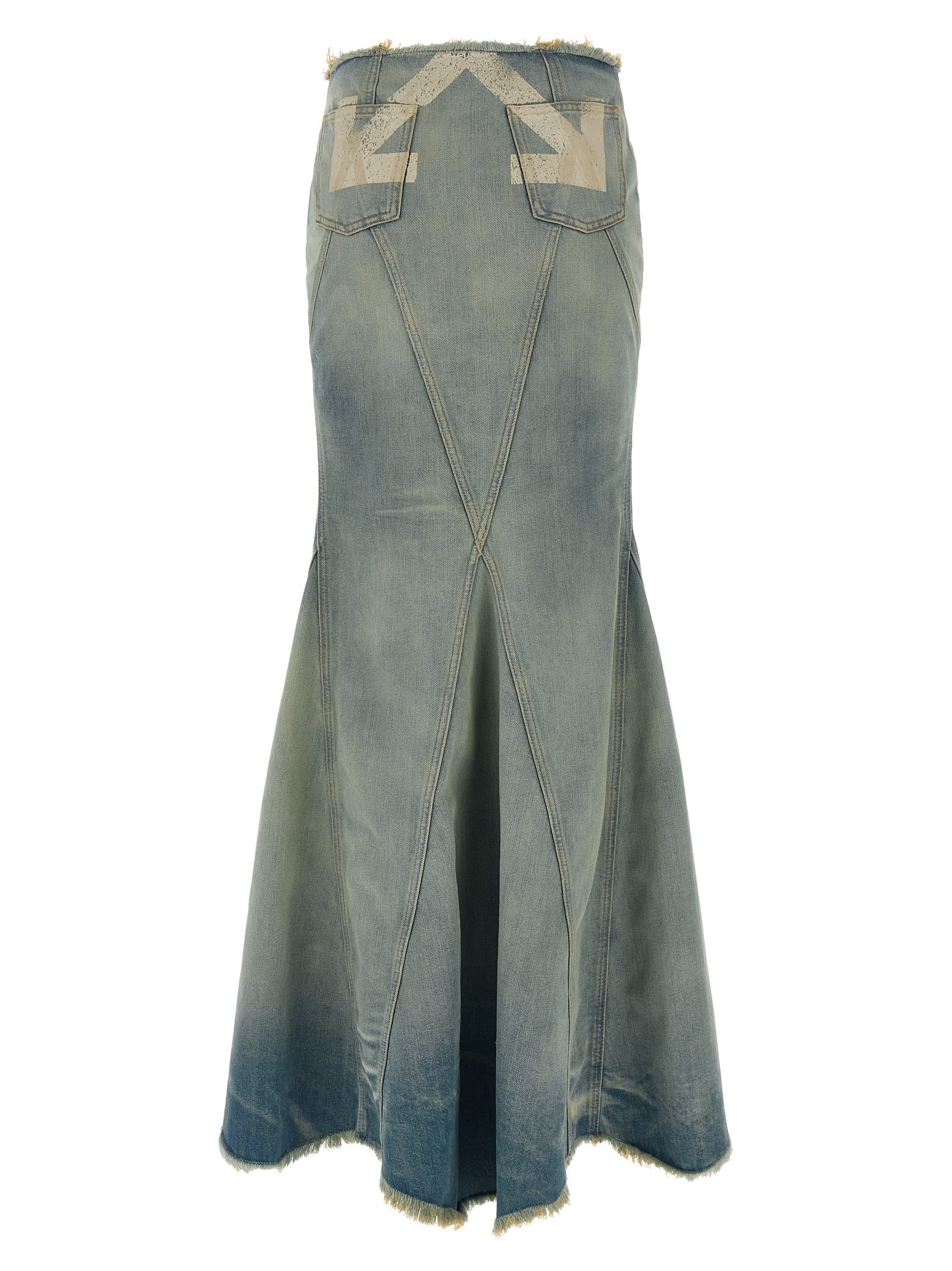 Off-white High Waist Skirt Featuring Panel Detailing In Blue