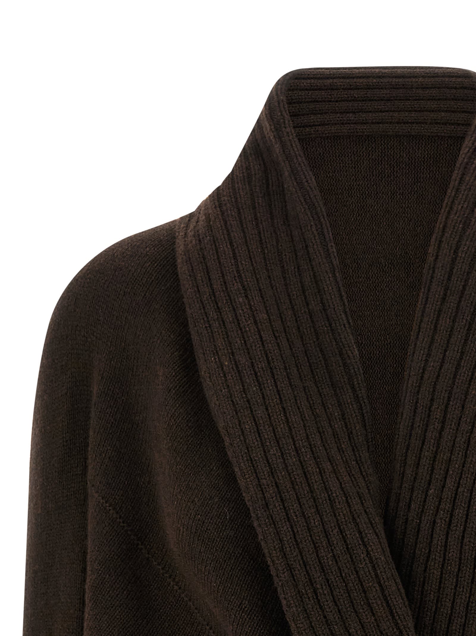Alberta Ferretti Shawl Collar Knit Cardigan Brooch In Black
