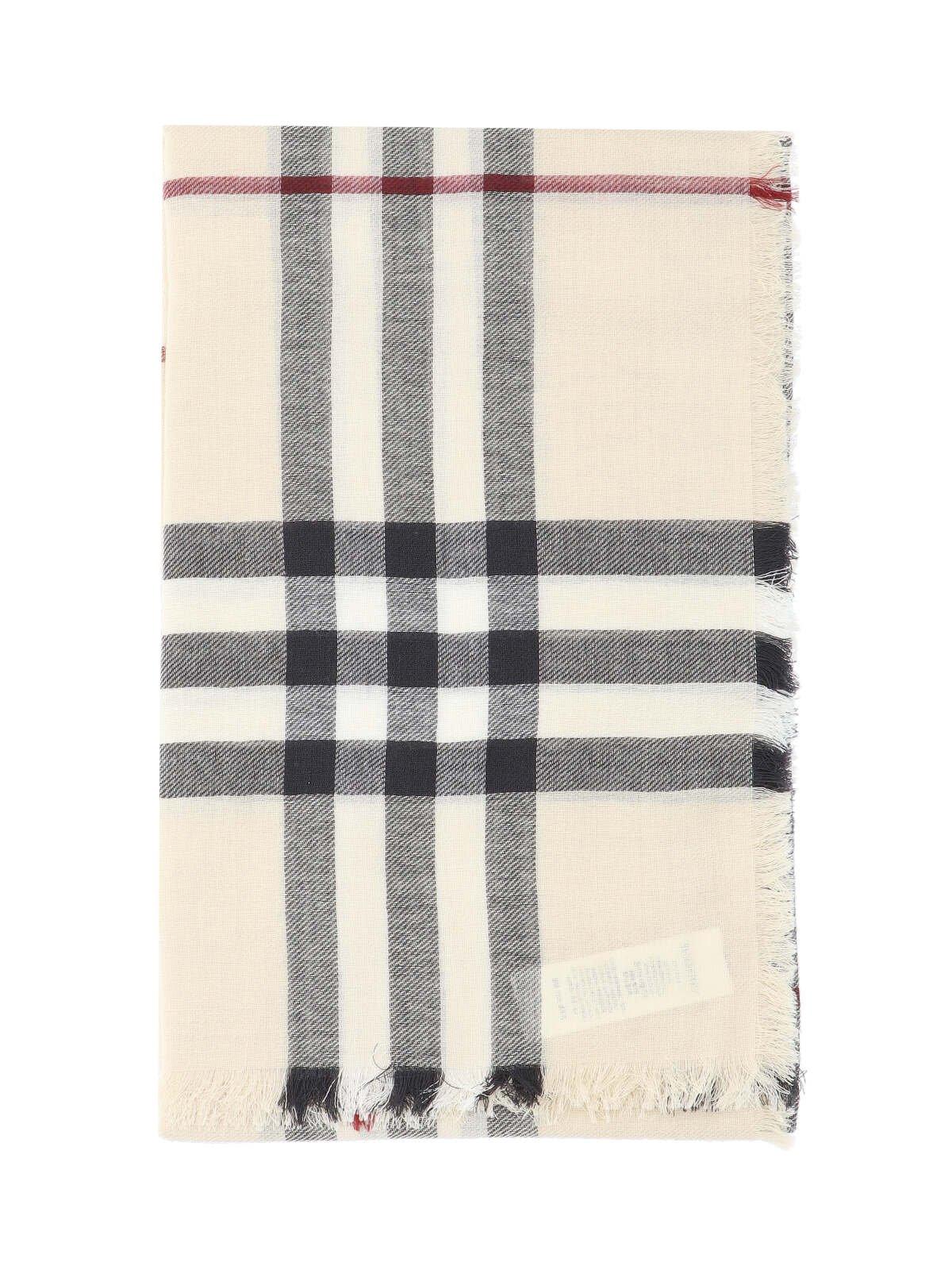 BURBERRY CHECK PRINTED FRAYED-EDGE SCARF