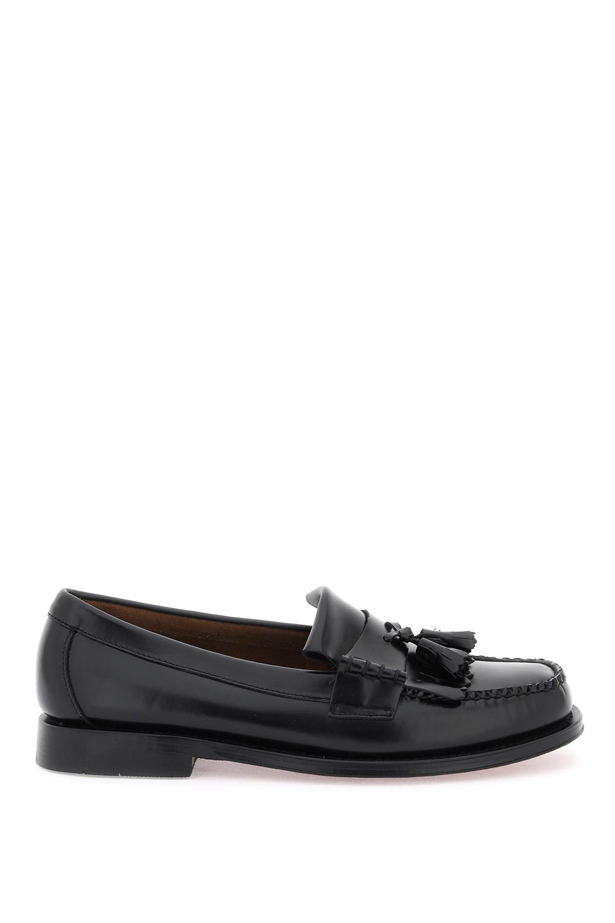 Shop G.h.bass &amp; Co. Esther Kiltie Weejuns Loafers In Brushed Leather In Black (black)