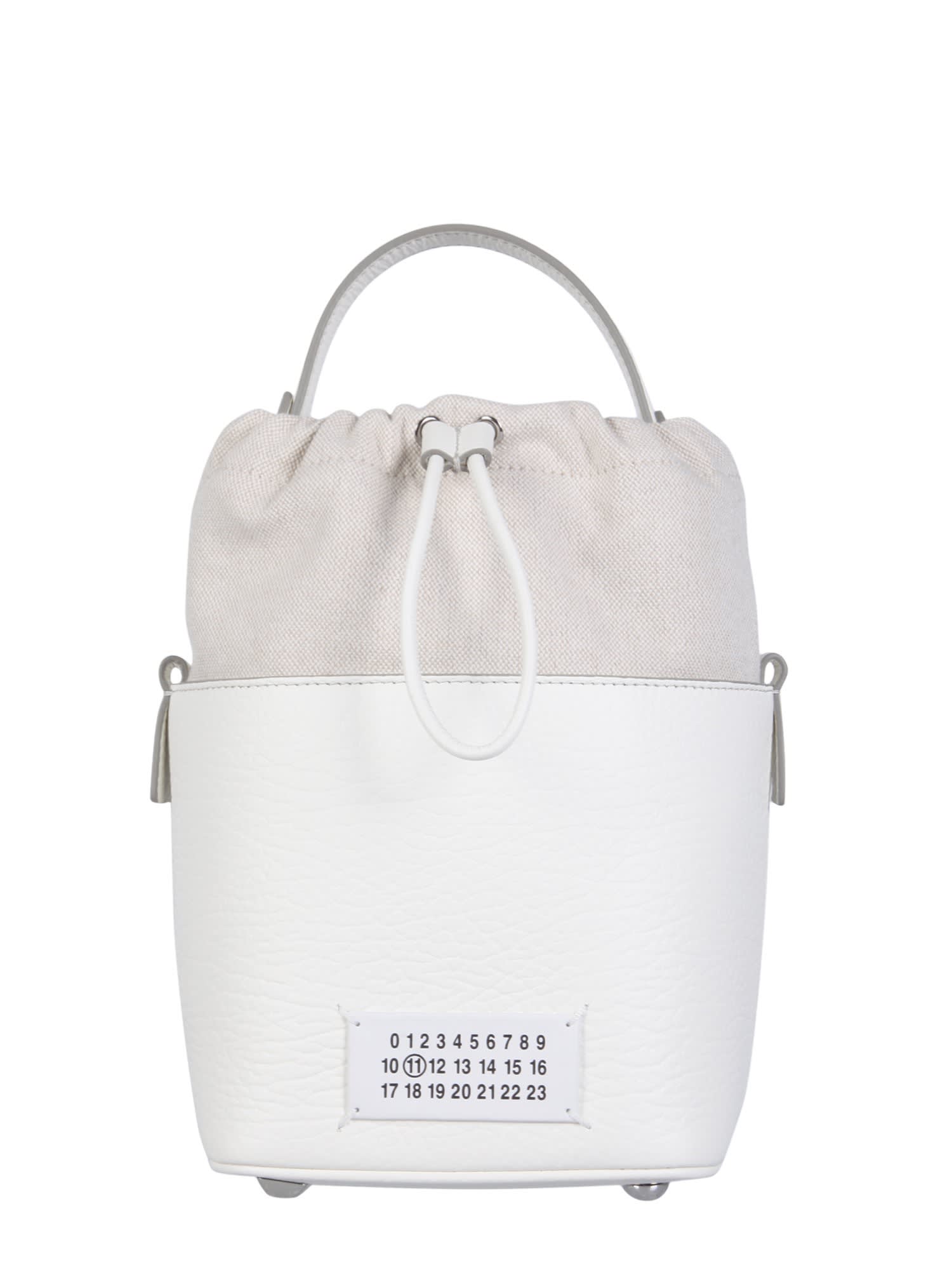 Maison Margiela 5ac Small Bucket Bag In Bianco