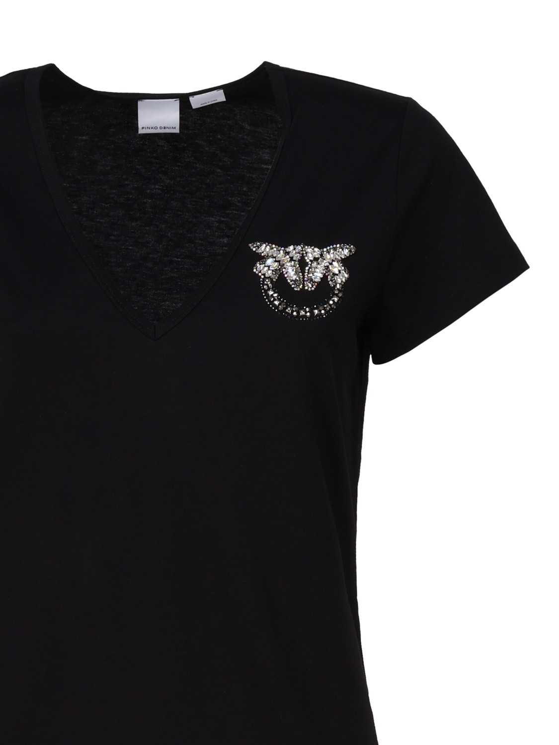 Shop Pinko V-neck T-shirt With Logo In Black