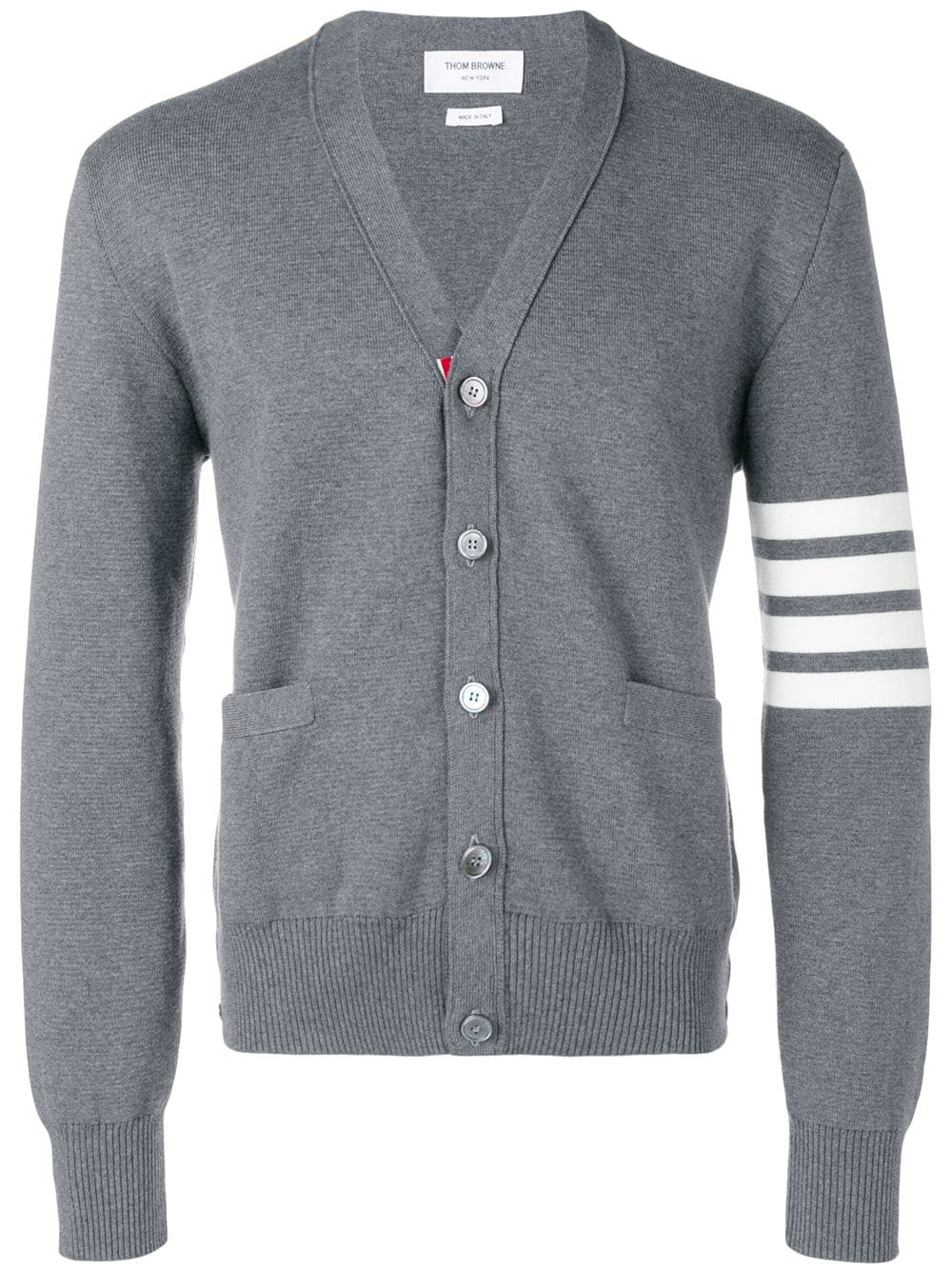 Thom Browne 4-bar Milano Stitch Cardigan In Med Grey