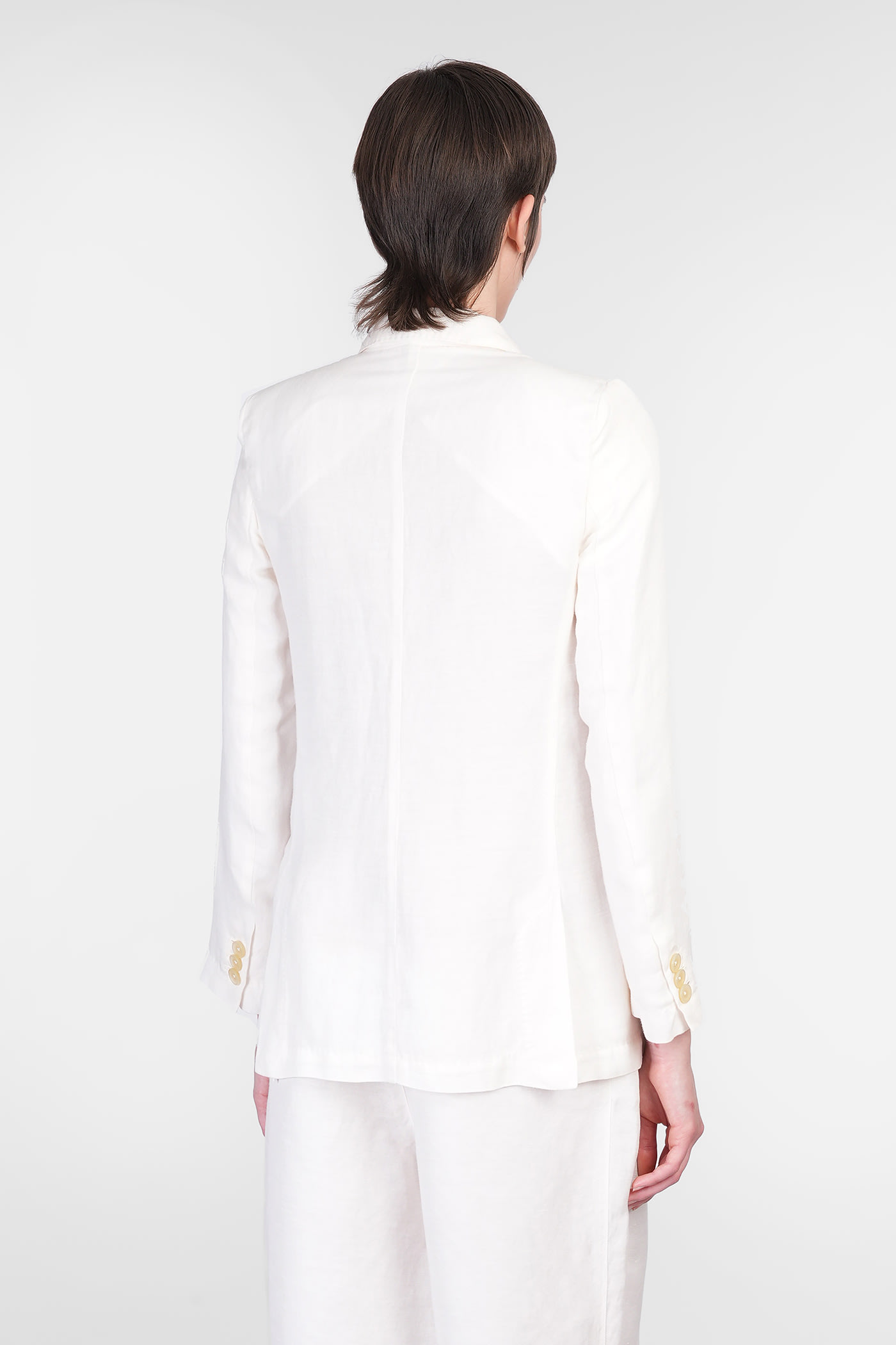 120% Lino Blazer In Beige Linen