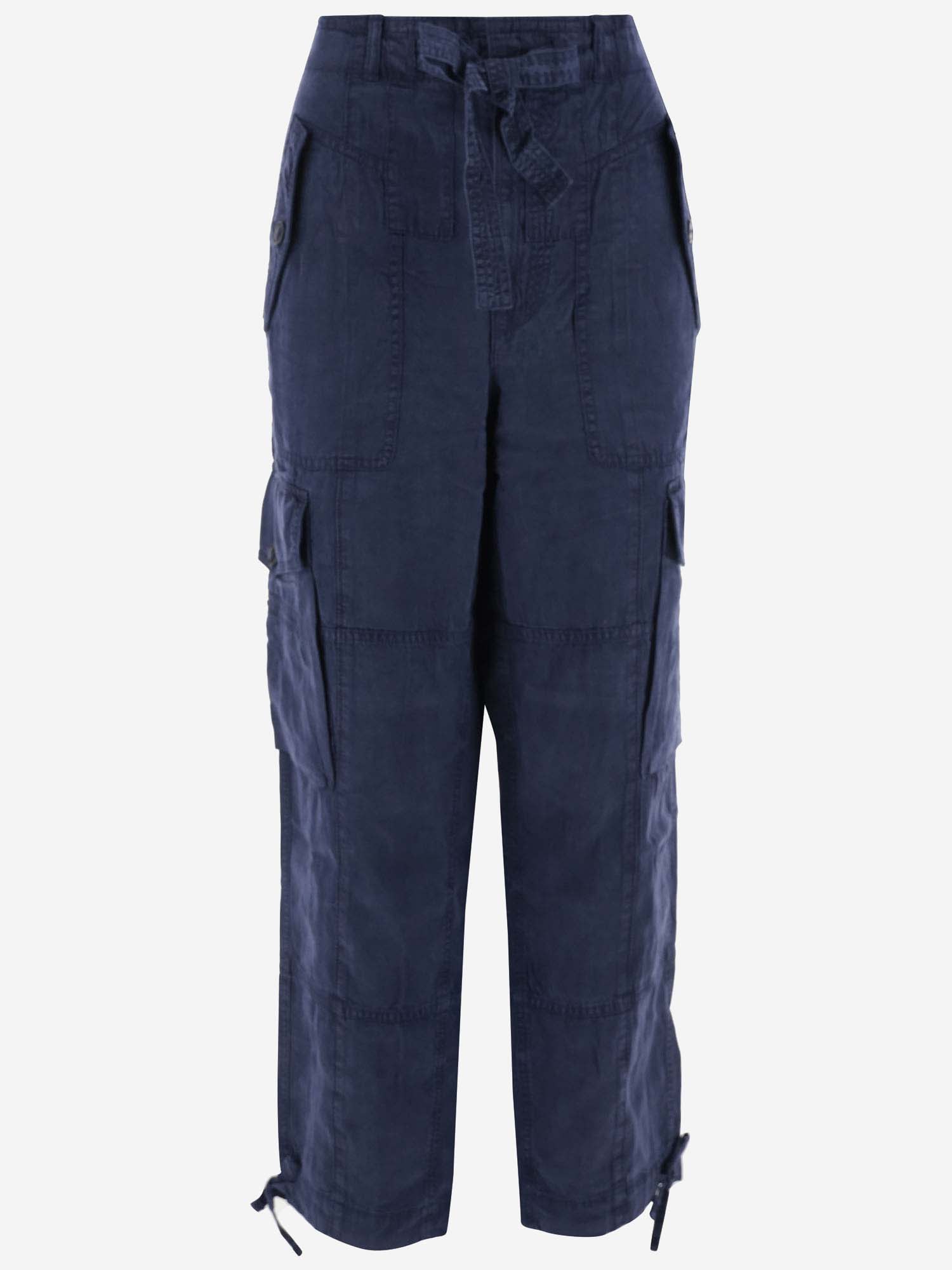 Ralph Lauren Lyocell And Linen Cargo Pants In Blue