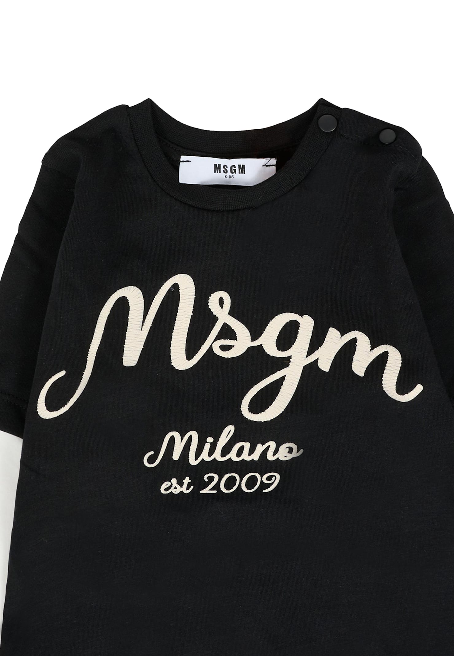 Msgm Black T-shirt For Baby Boy With Logo In Black