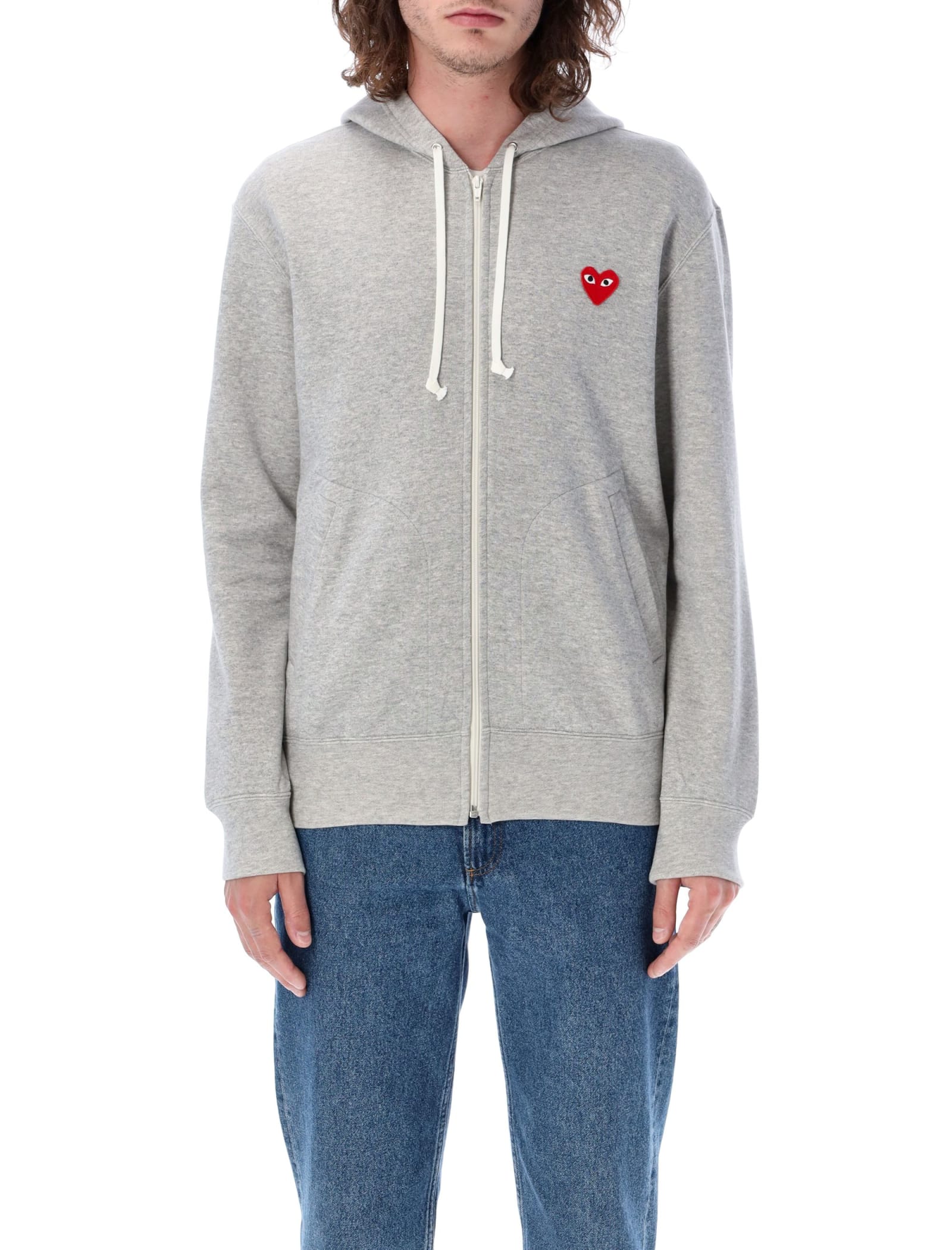 Comme des Garçons Play Zipped Hoodie With Red Heart Patch