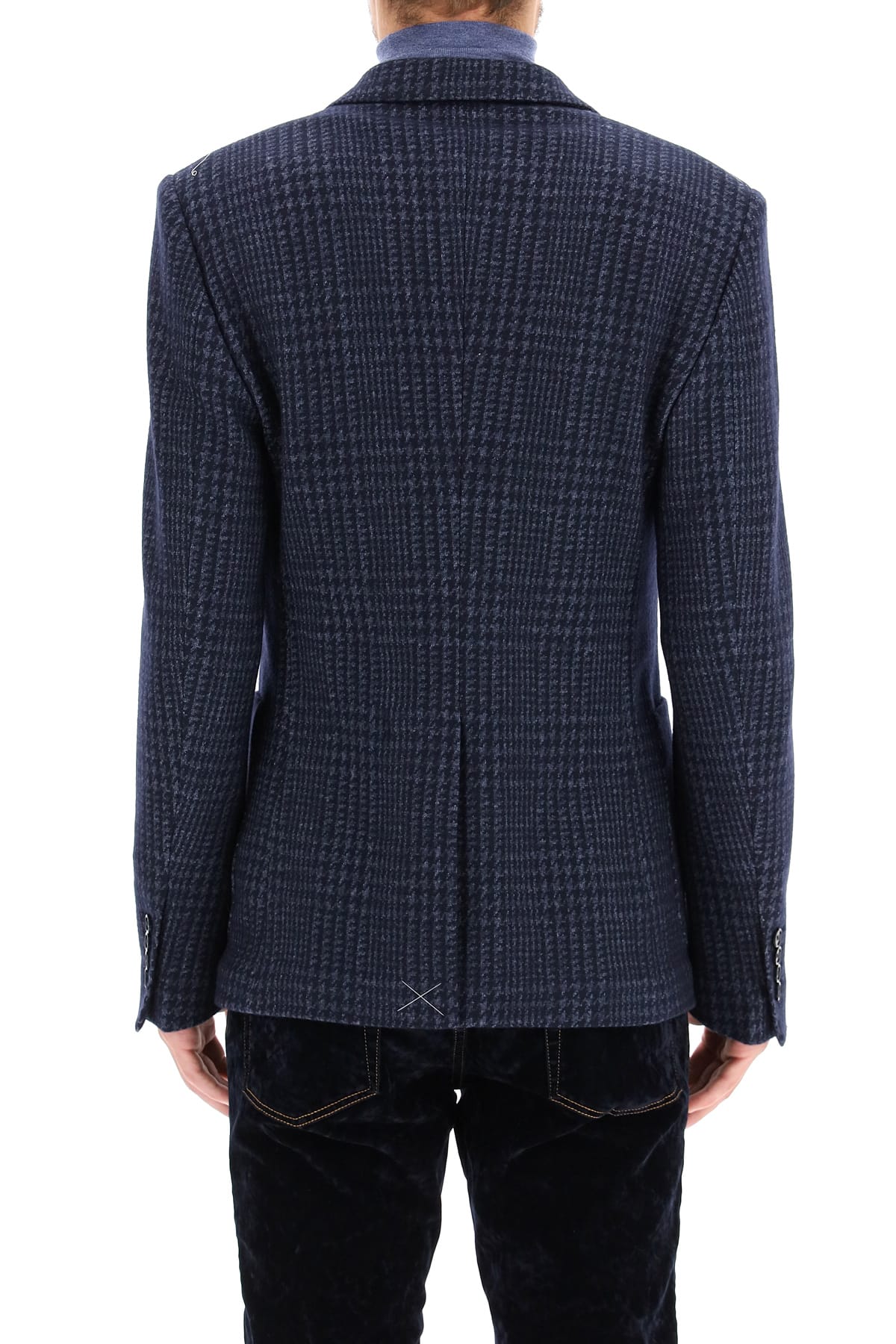 Shop Dolce & Gabbana Tailored Blazer In Tartan Wool In Fantasia (non Stampa (blue)