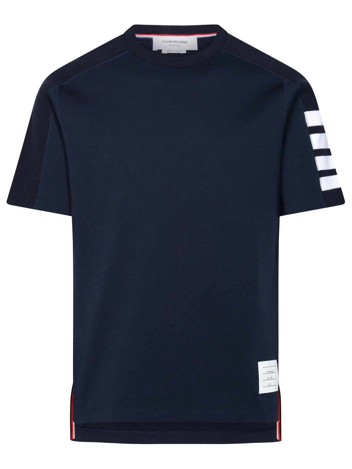 THOM BROWNE NAVY COTTON T-SHIRT