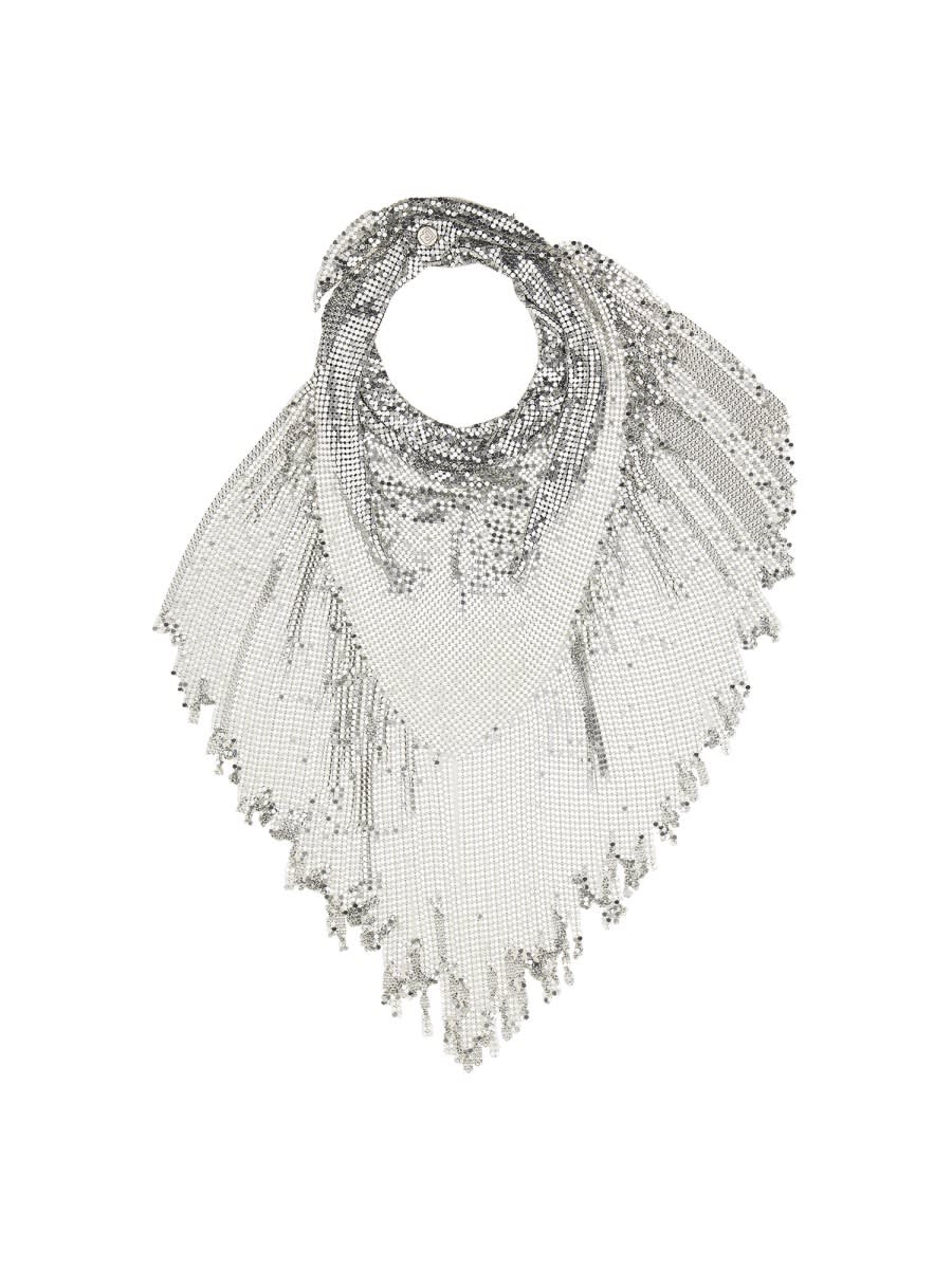 Shop Rabanne Knit Scarf In Silver