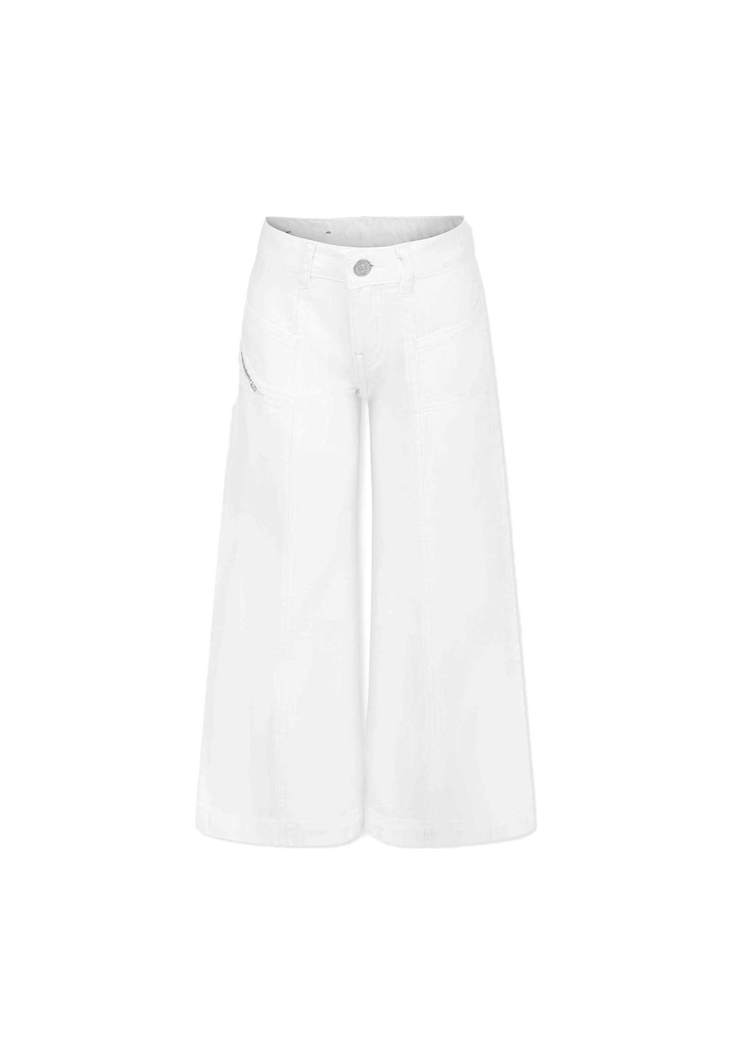 Diesel White Jeans For Girl With Logo In White