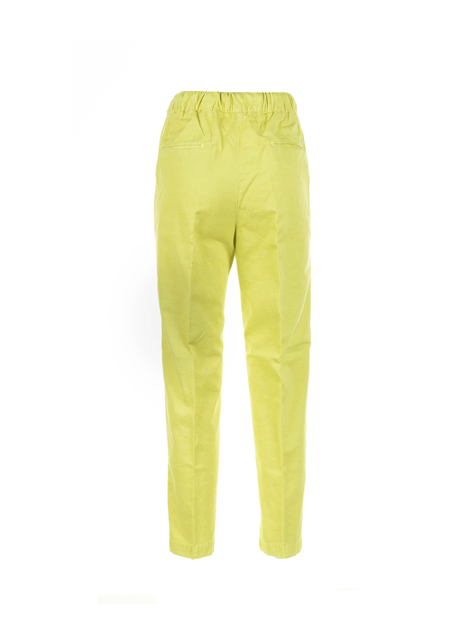Shop Myths Yellow High-waisted Trousers With Drawstring In Giallo
