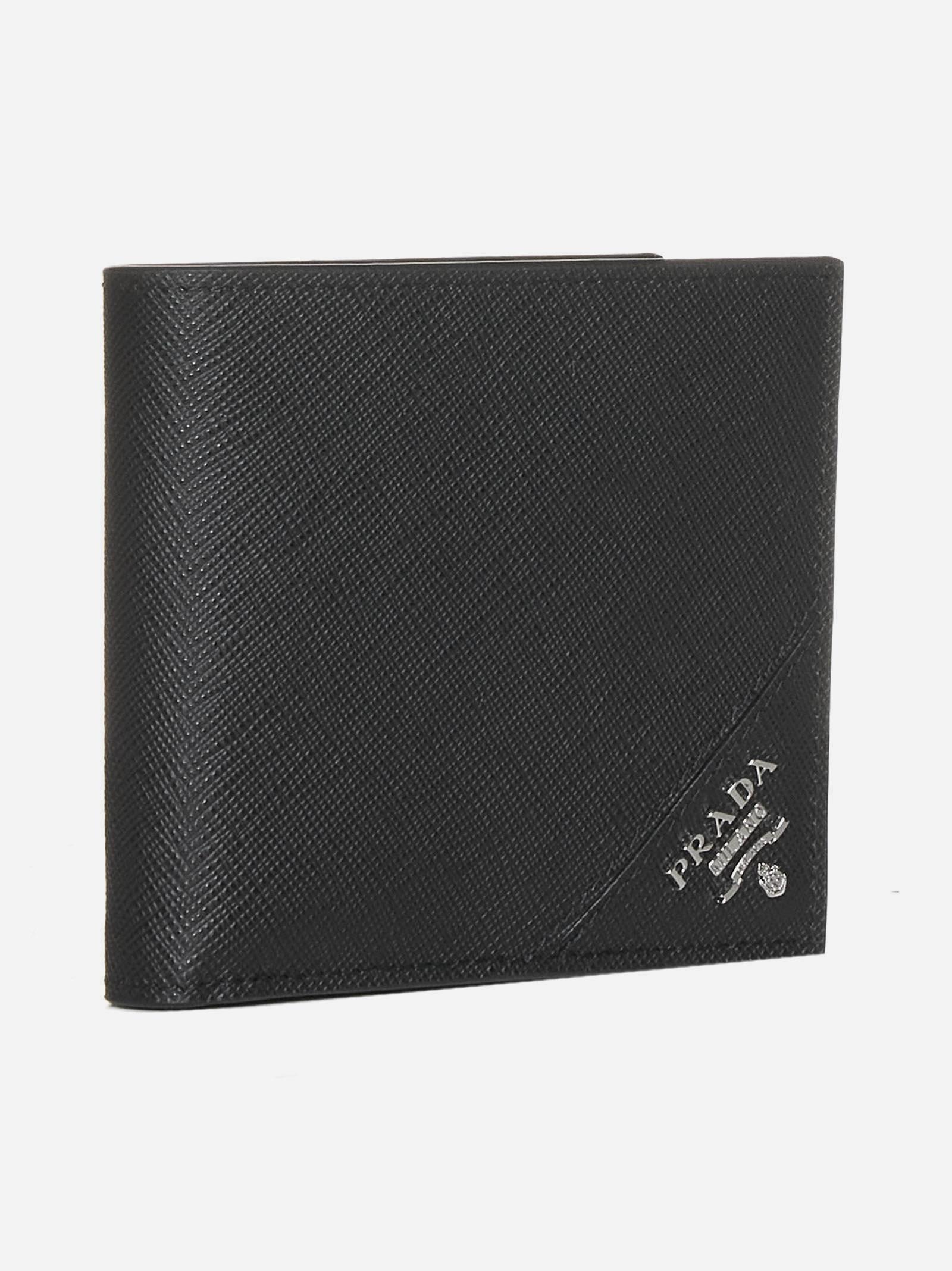 Shop Prada Saffiano Leather Bifold Wallet In Black