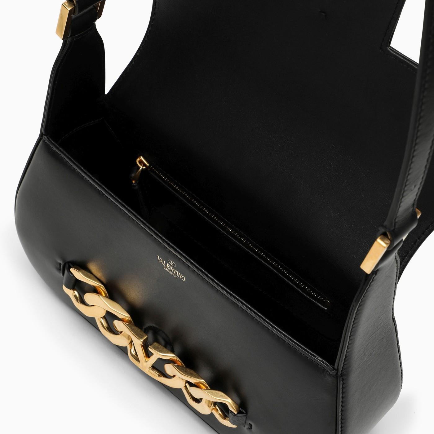 Shop Valentino Black Vlogo Chain Shoulder Bag In Nero